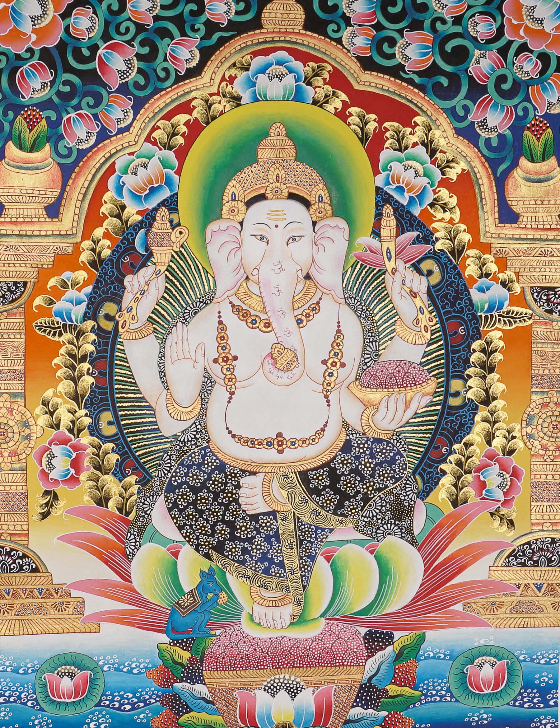 Ganesh Thangka - Handpainted Art