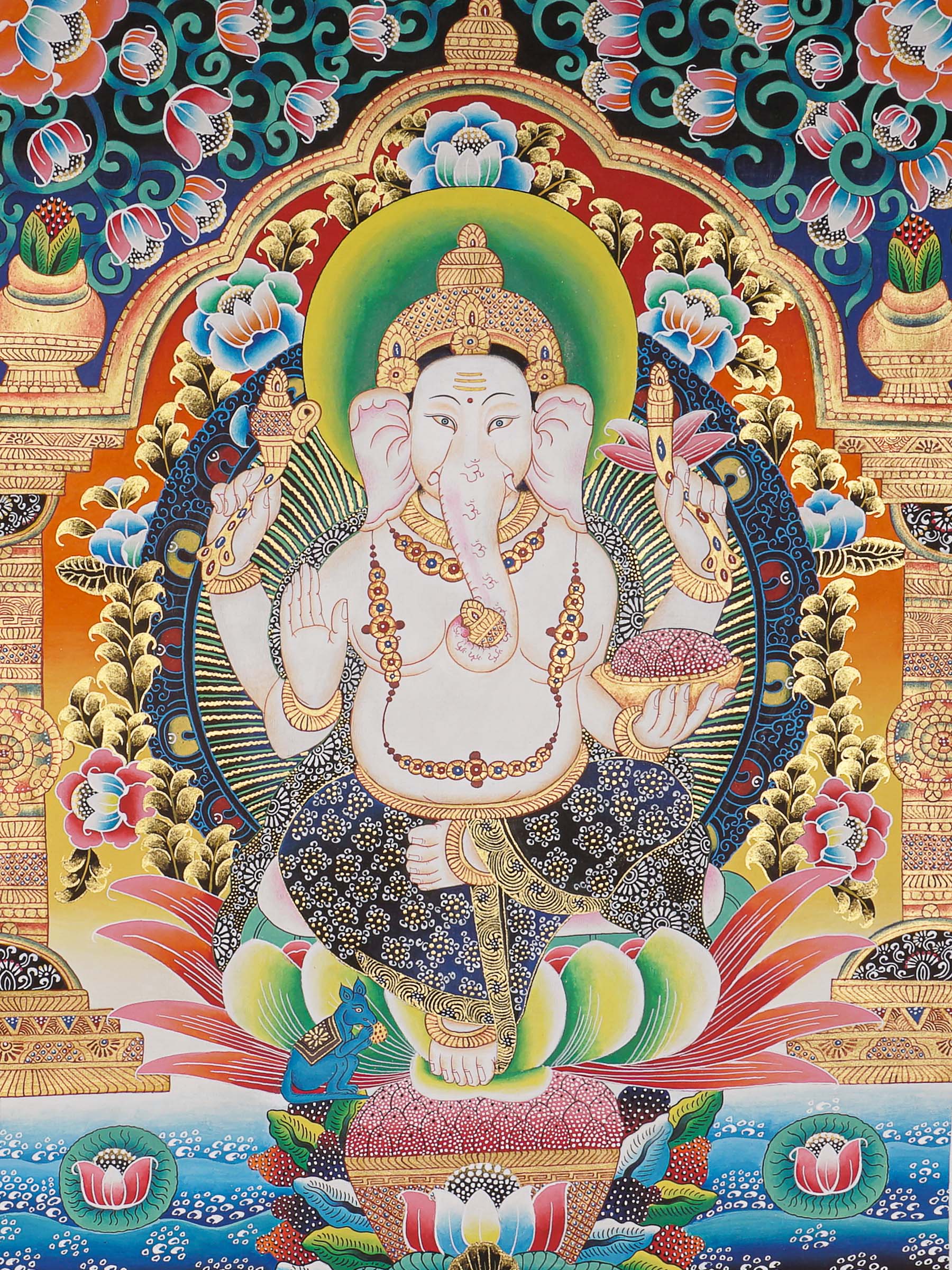 Ganesh Thangka - Handpainted Art