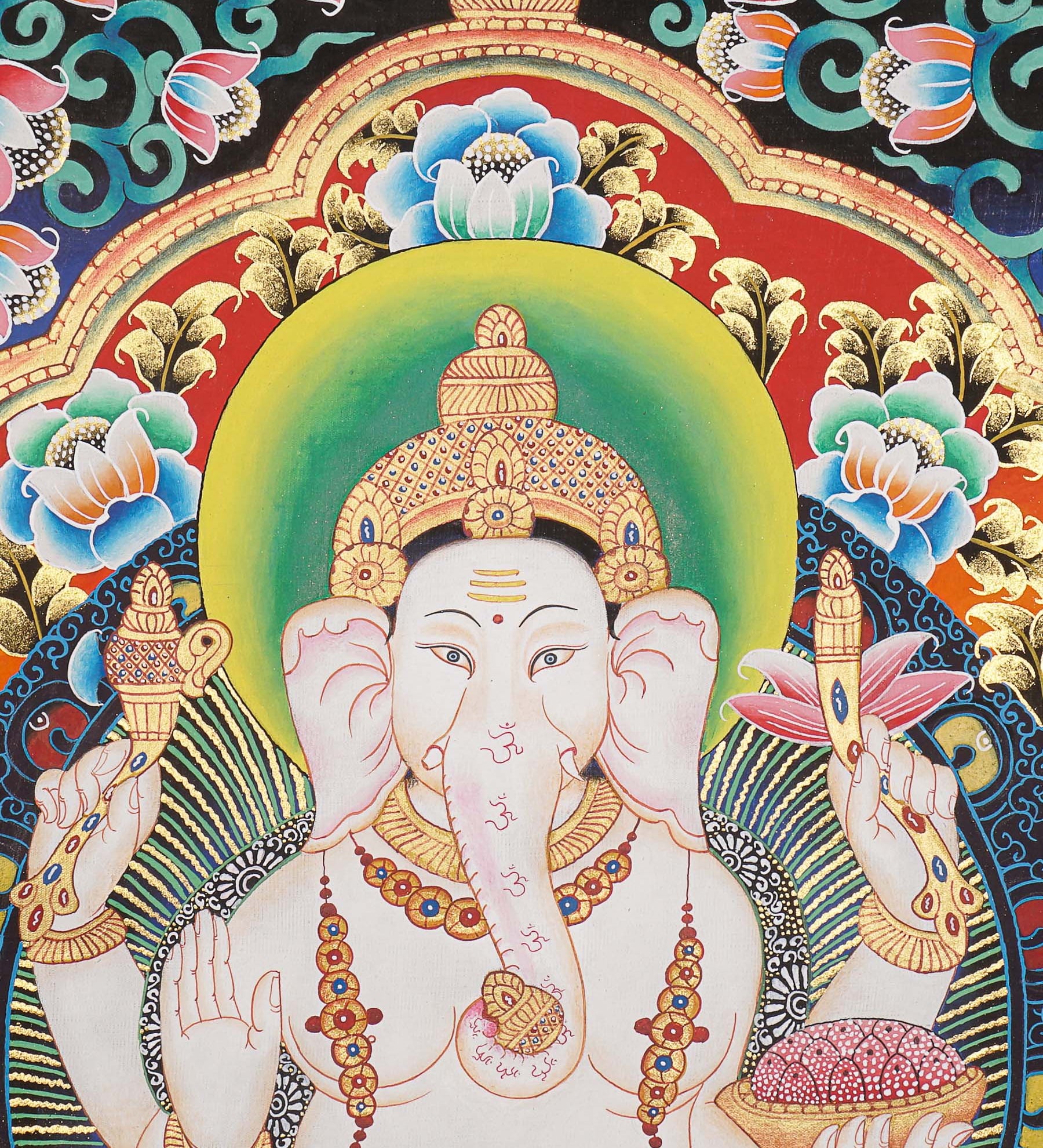 Ganesh Thangka - Handpainted Art