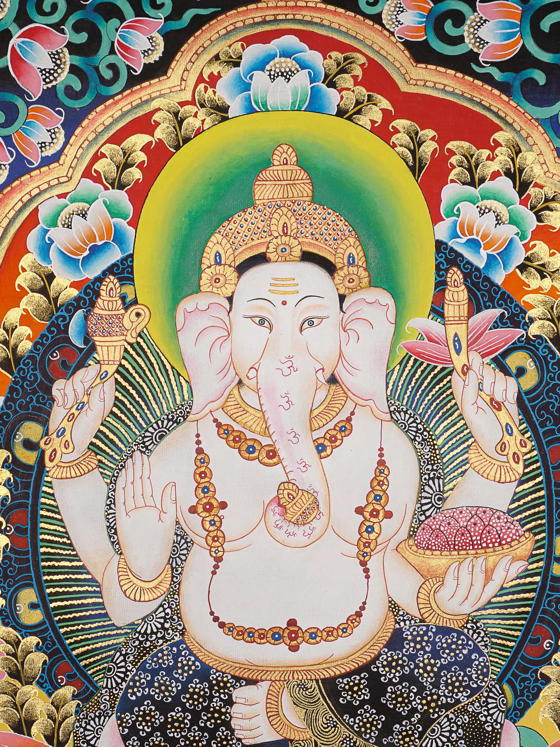 Ganesh Thangka - Handpainted Art