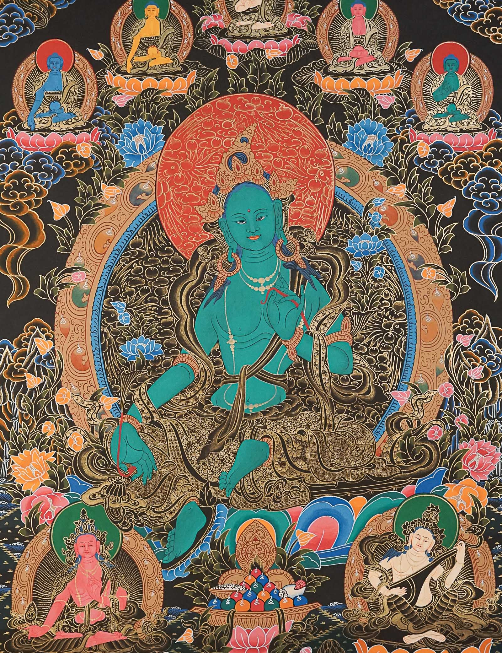 Green Tara Thangka  - Female Deity Painting