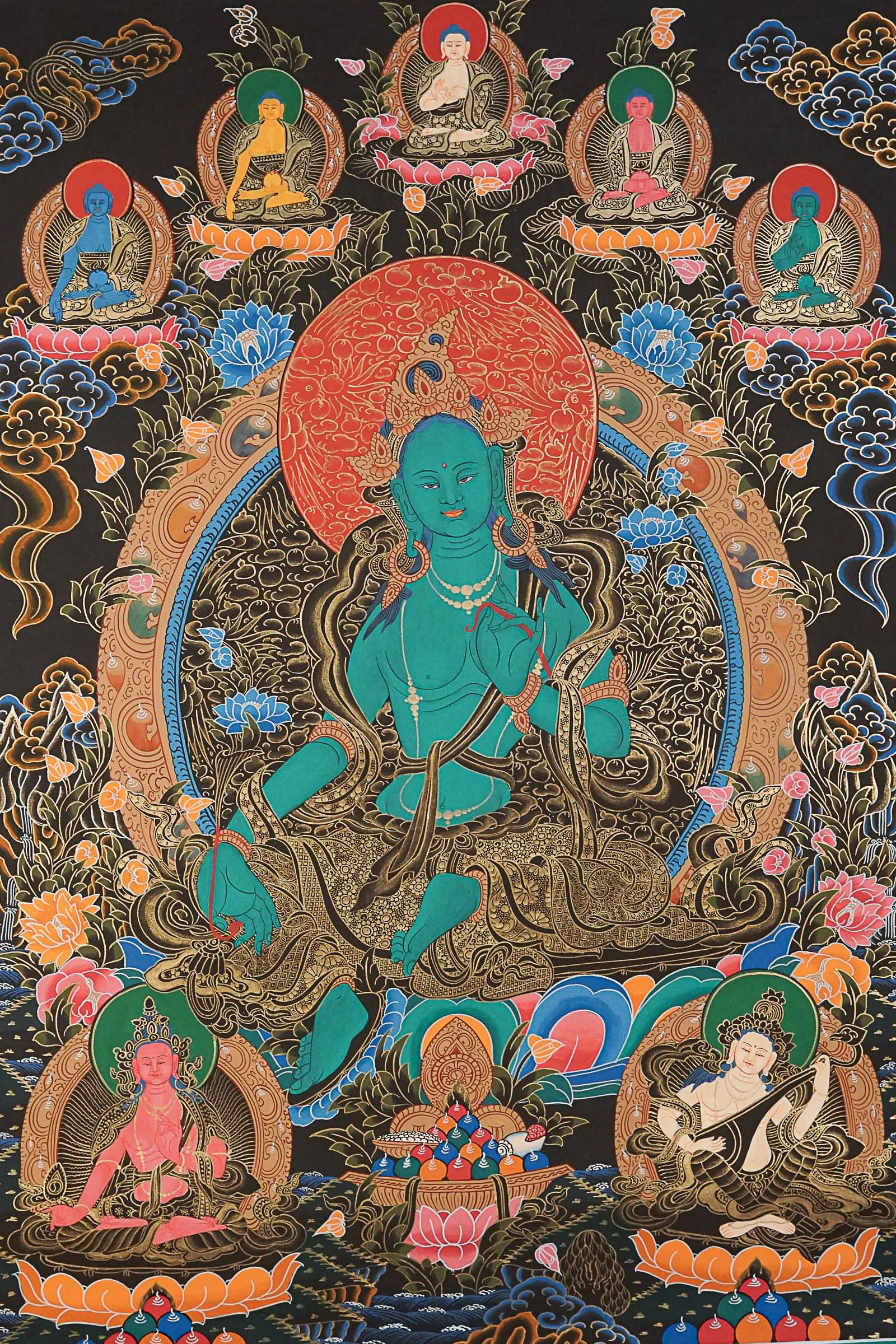 Green Tara Thangka  - Female Deity Painting