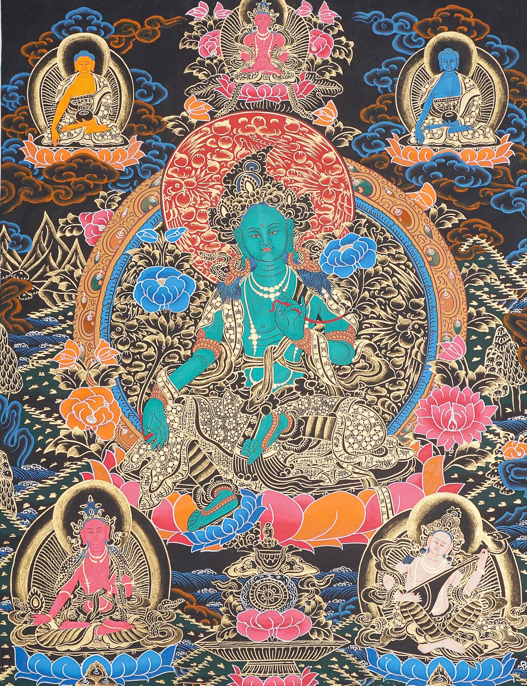 Green Tara Thangka for prayer and meditation.