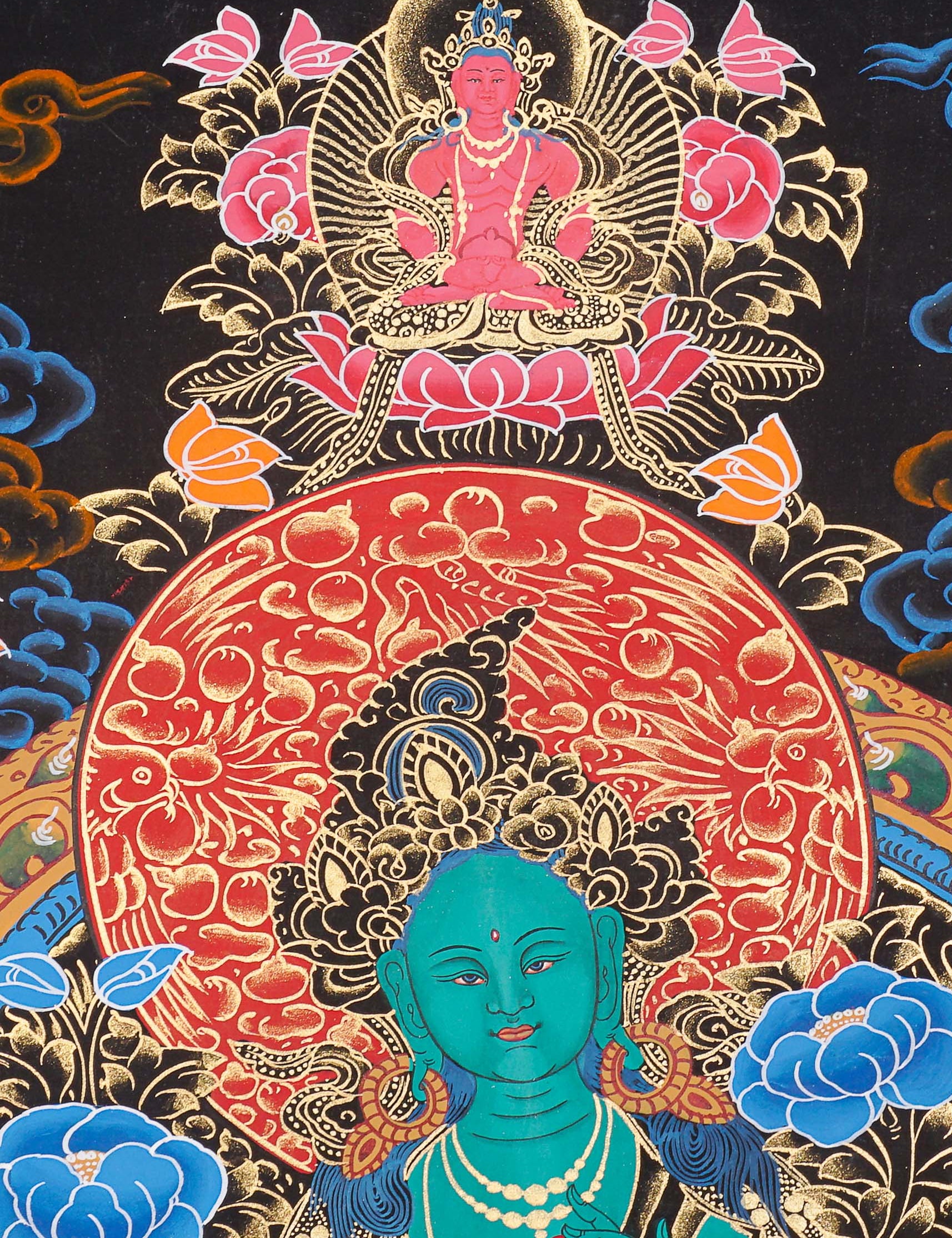 Green Tara Thangka for prayer and meditation.