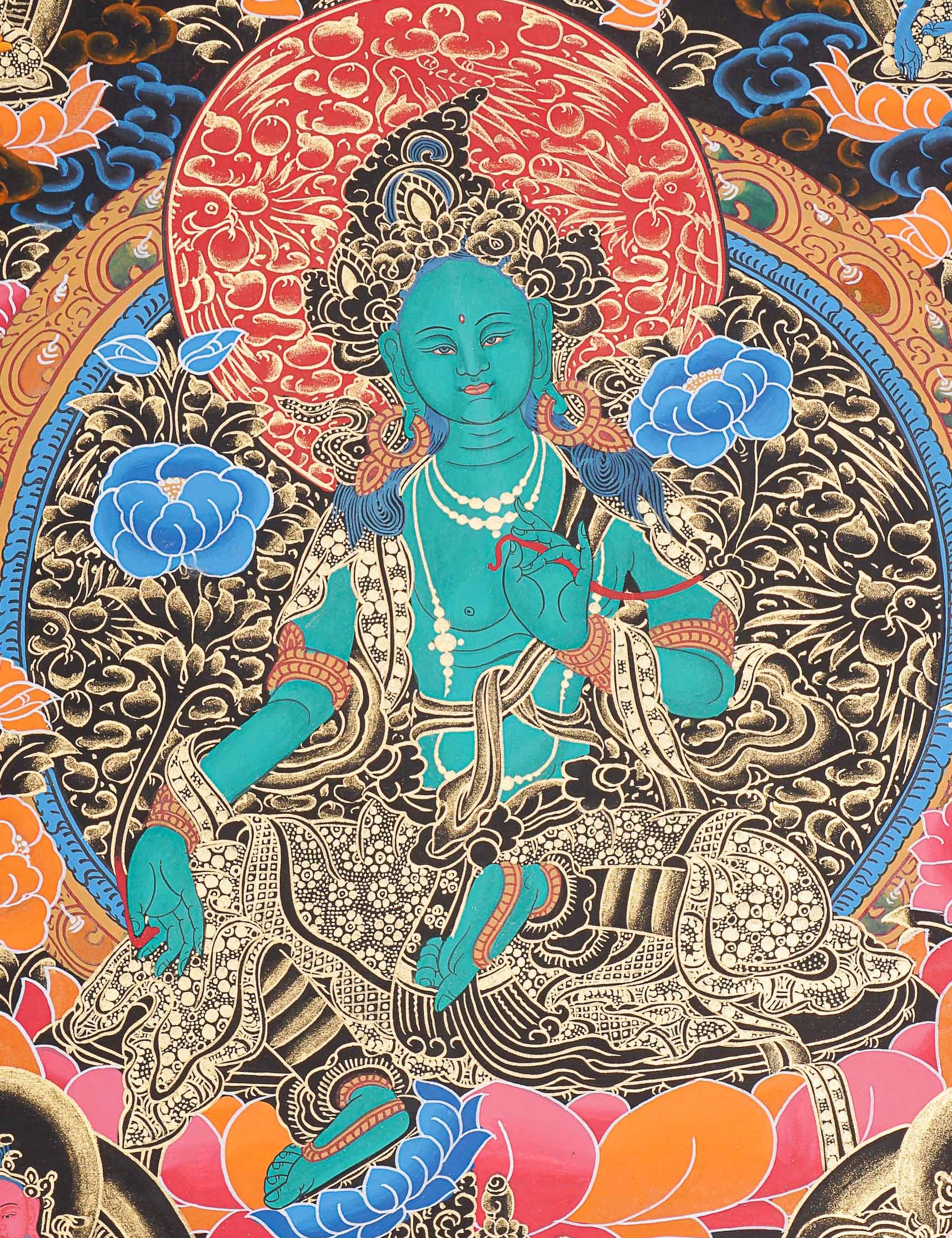 Green Tara Thangka for prayer and meditation.