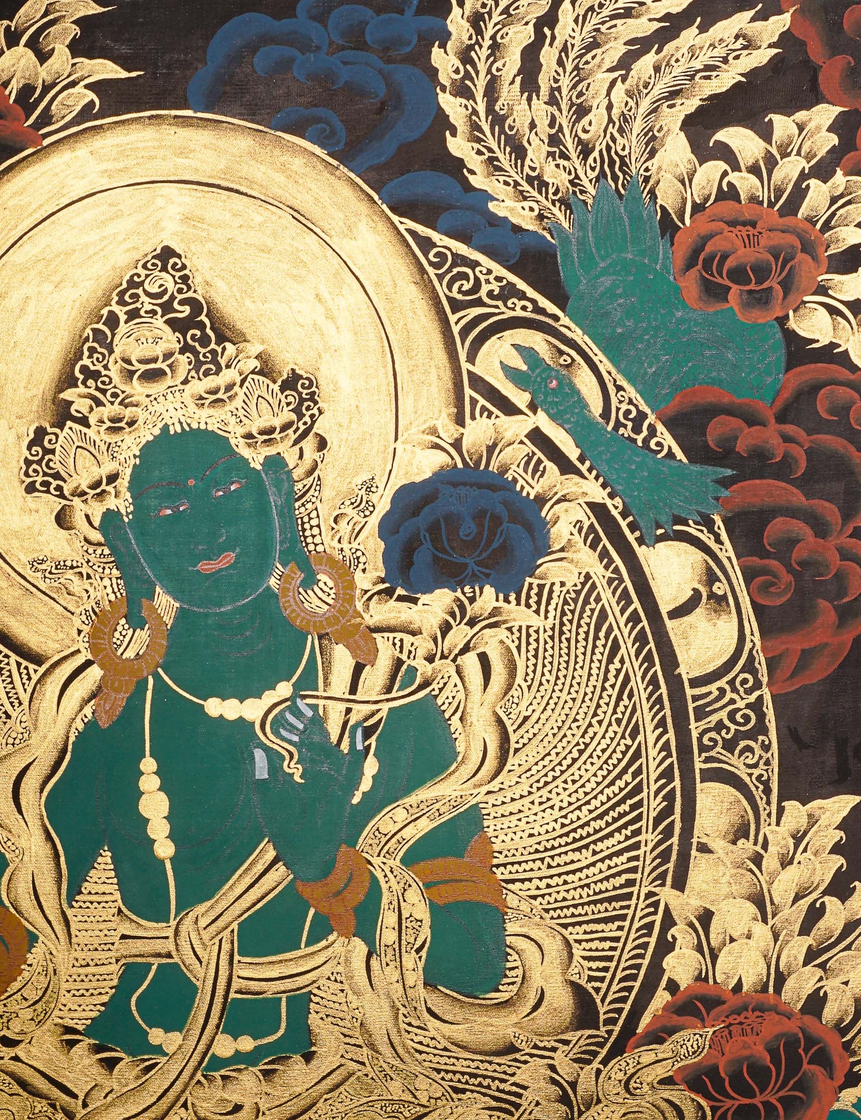 Green Tara Thangka Painting - Tibetan Art