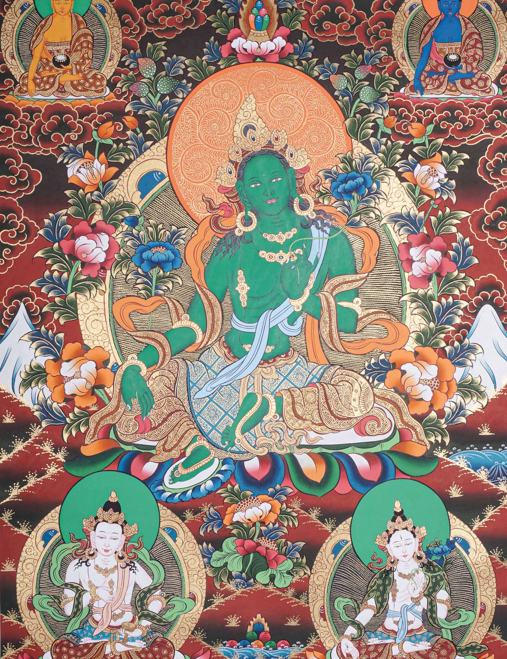 Green Tara Thangka - Handpainted art