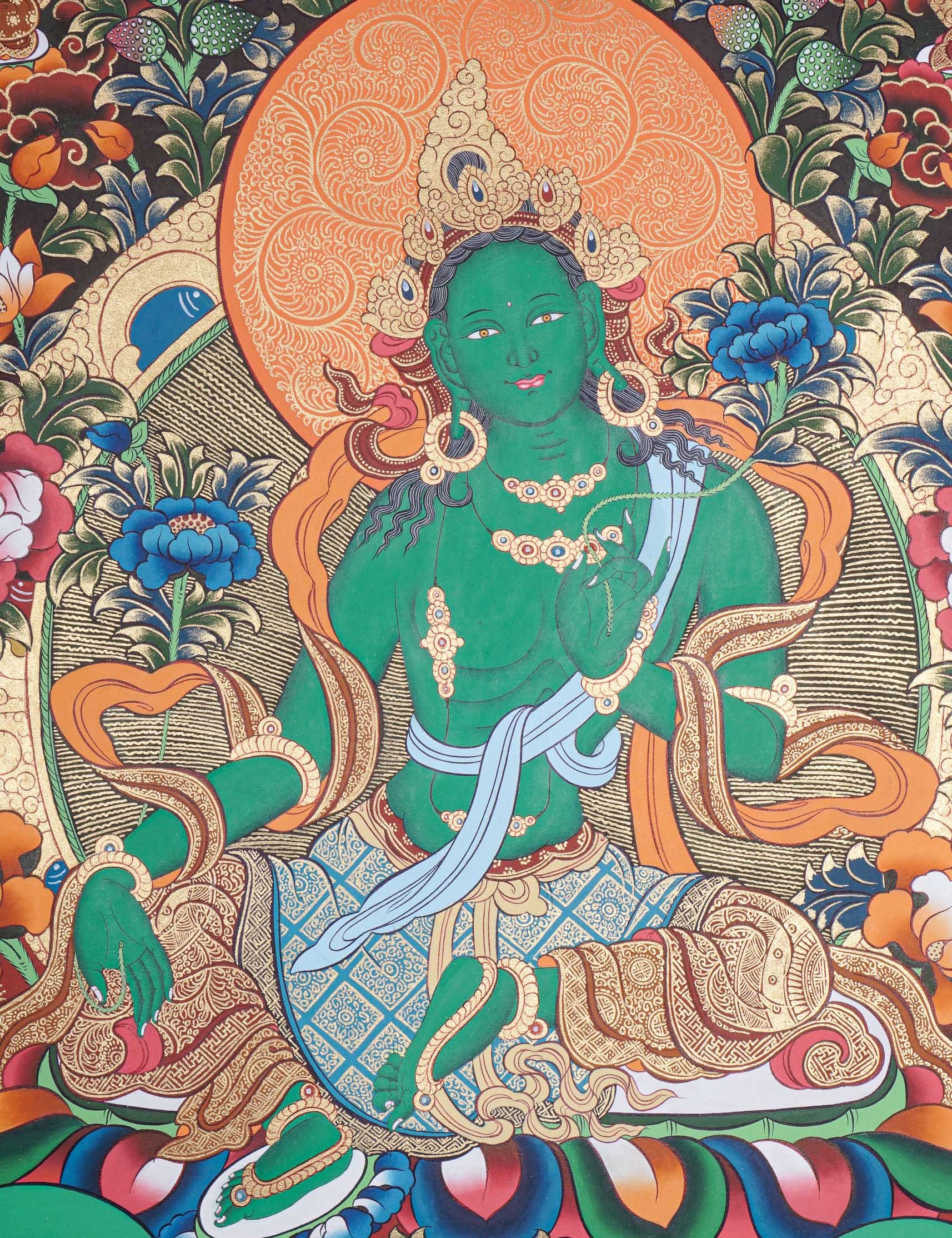 Green Tara Thangka - Handpainted art