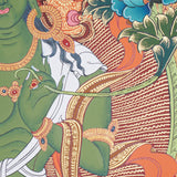 Green Tara Thangka Painting for prayer and meditation.