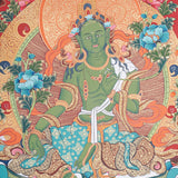 Green Tara Thangka Painting for prayer and meditation.