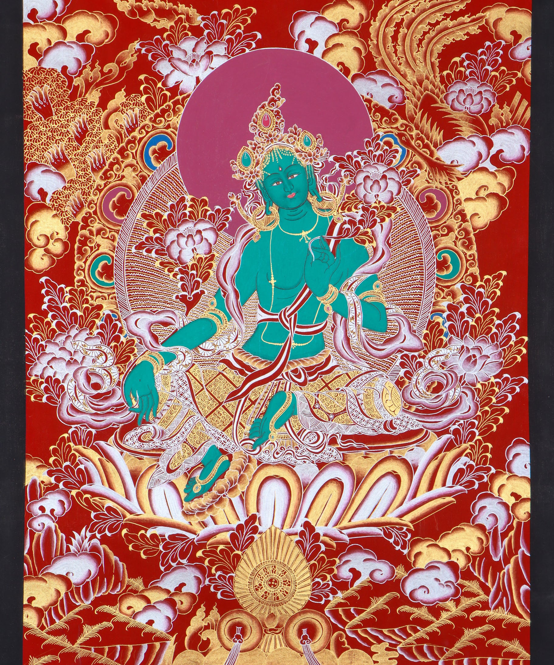 Green Tara Thangka - Best handpainted thangka painting - HimalayasShop