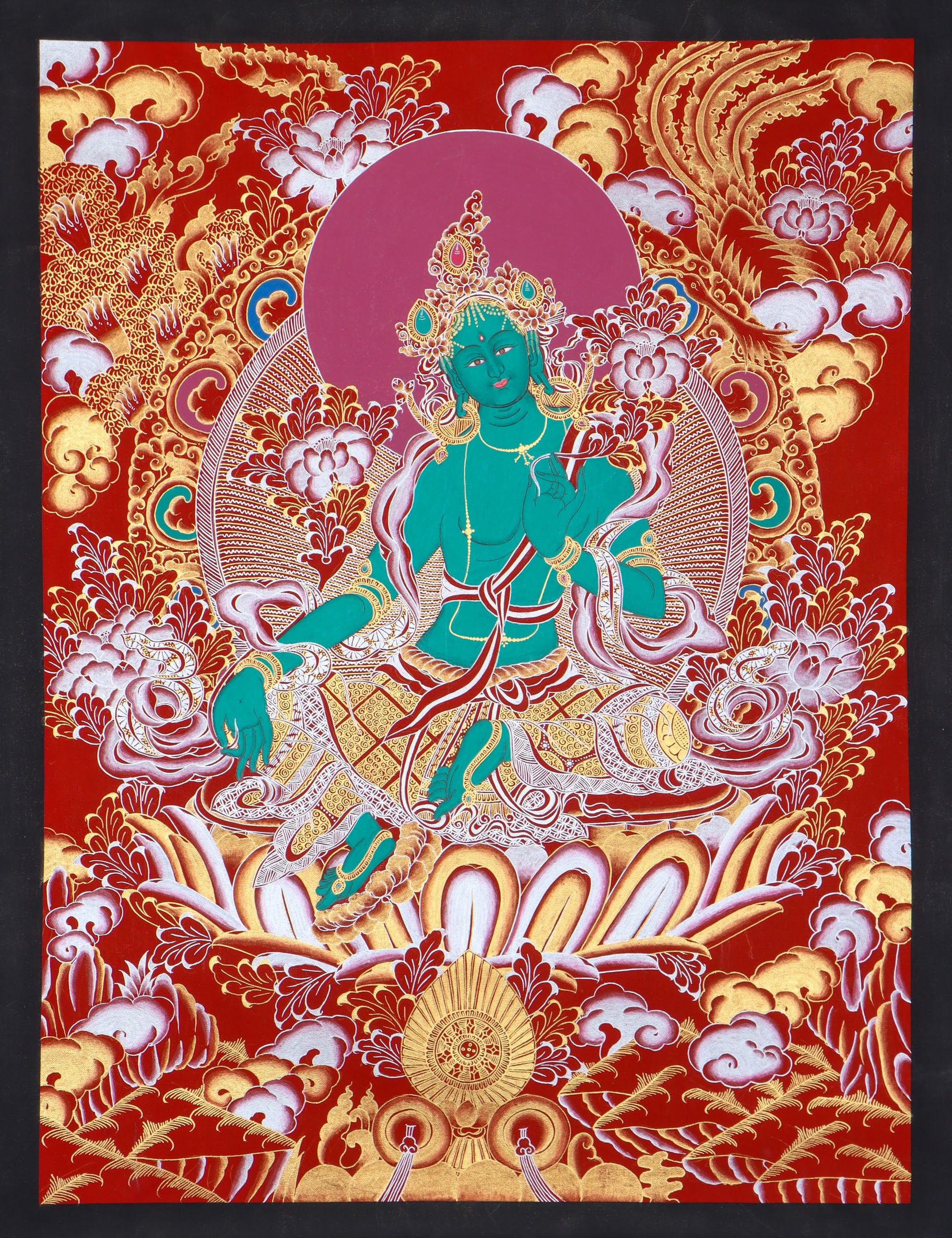 Green Tara Thangka - Best handpainted thangka painting - HimalayasShop