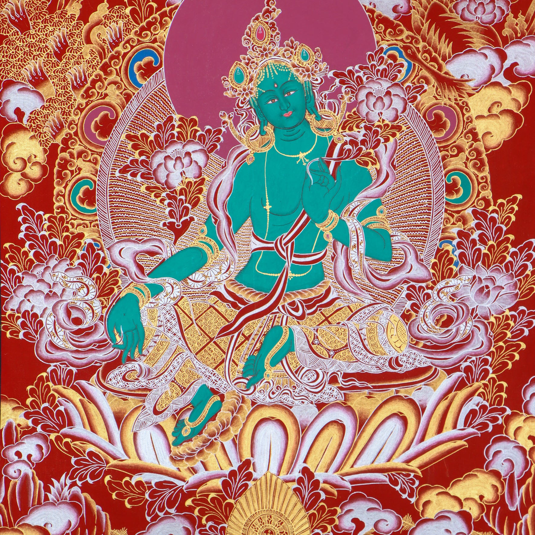 Green Tara Thangka - Best handpainted thangka painting - HimalayasShop