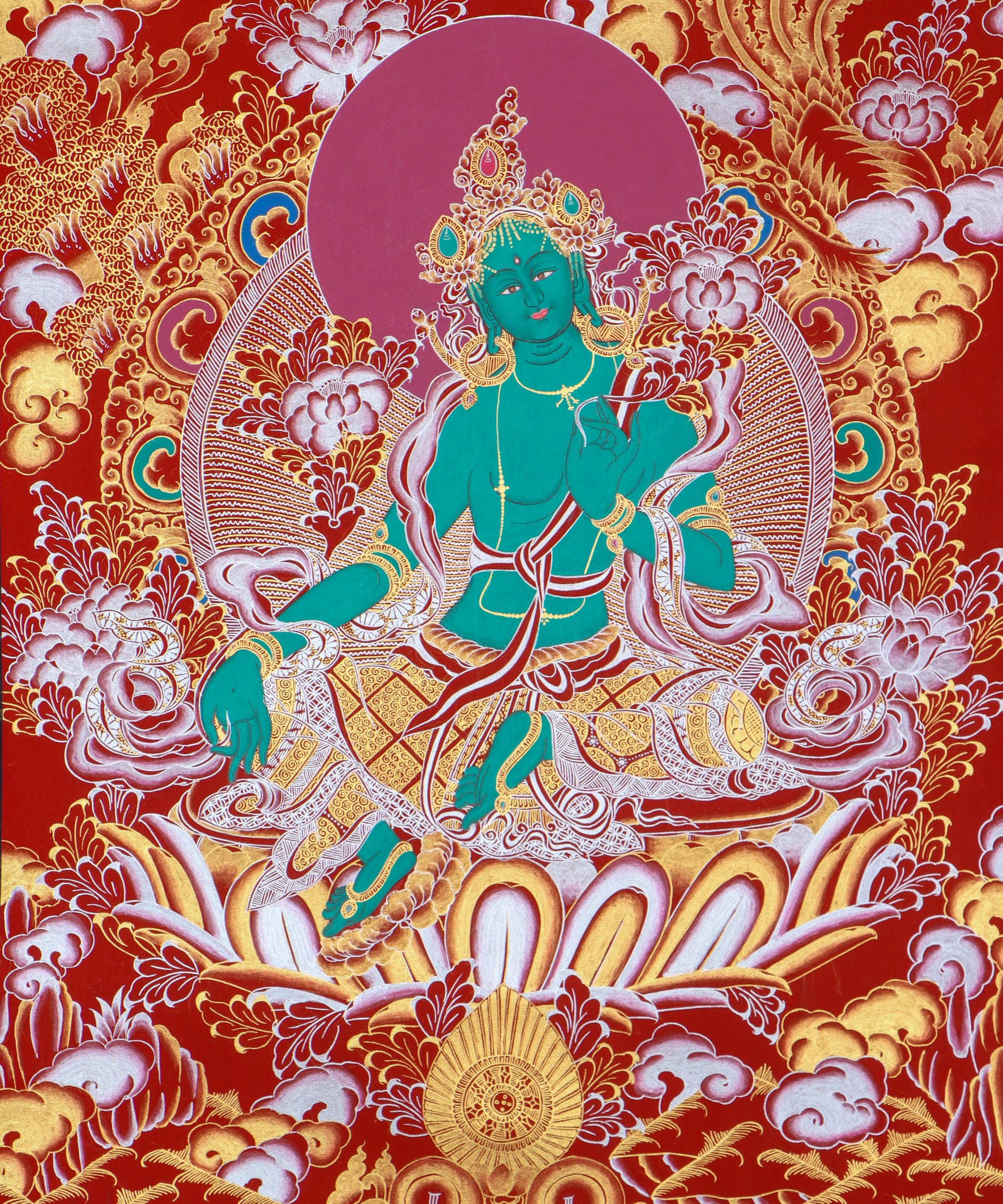 Green Tara Thangka - Best handpainted thangka painting - HimalayasShop