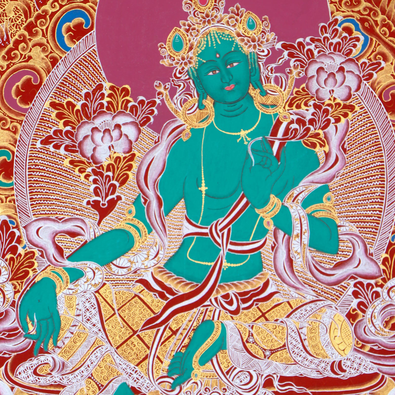 Green Tara Thangka - Best handpainted thangka painting - HimalayasShop