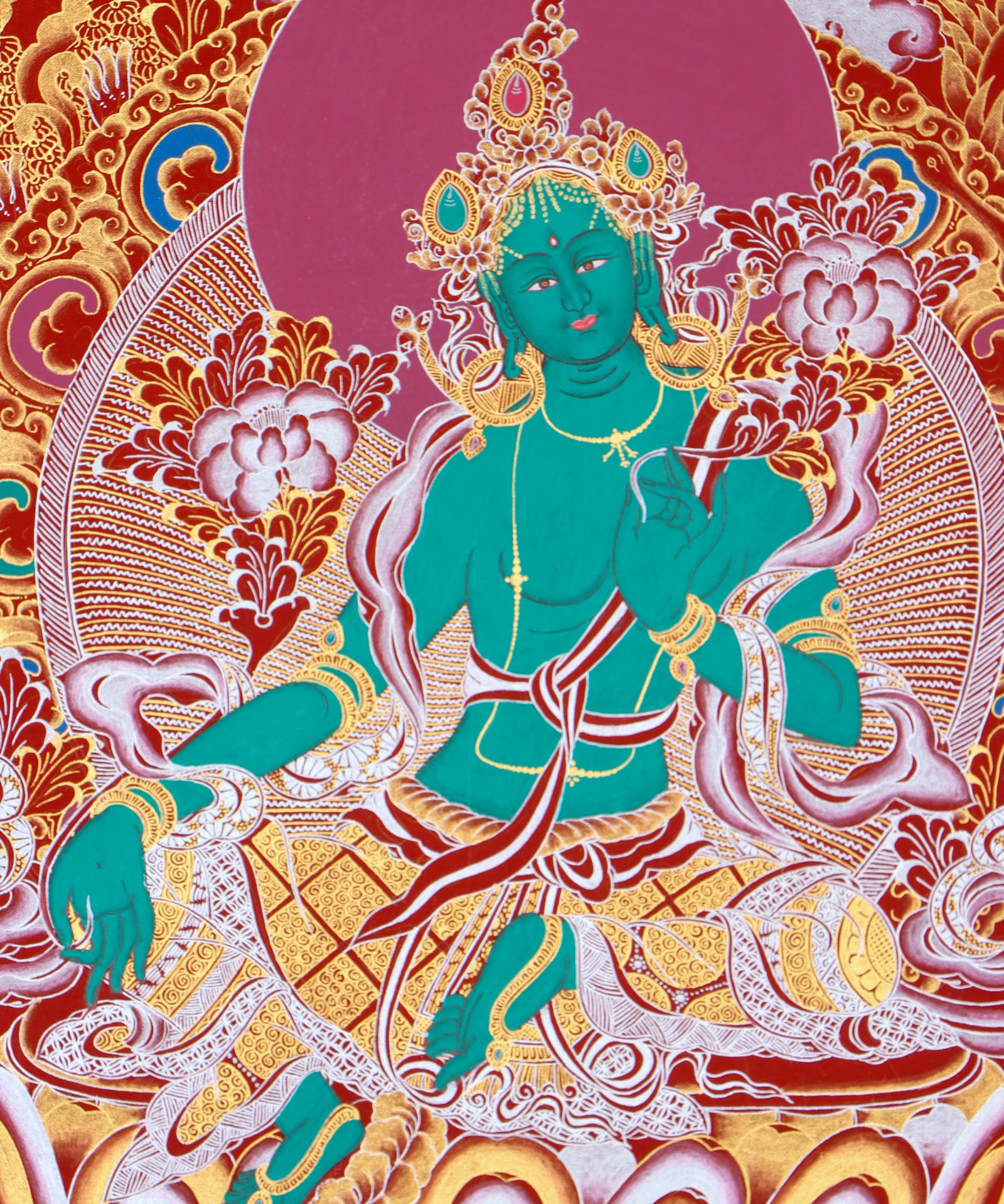 Green Tara Thangka - Best handpainted thangka painting - HimalayasShop