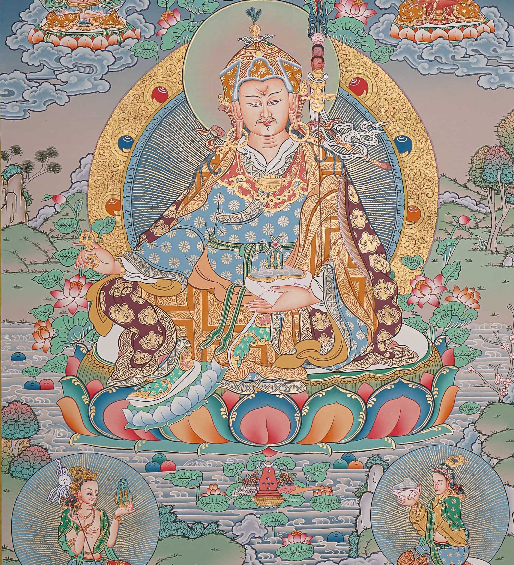 Guru Rinpoche Thangka Painting for prayer and meditation.