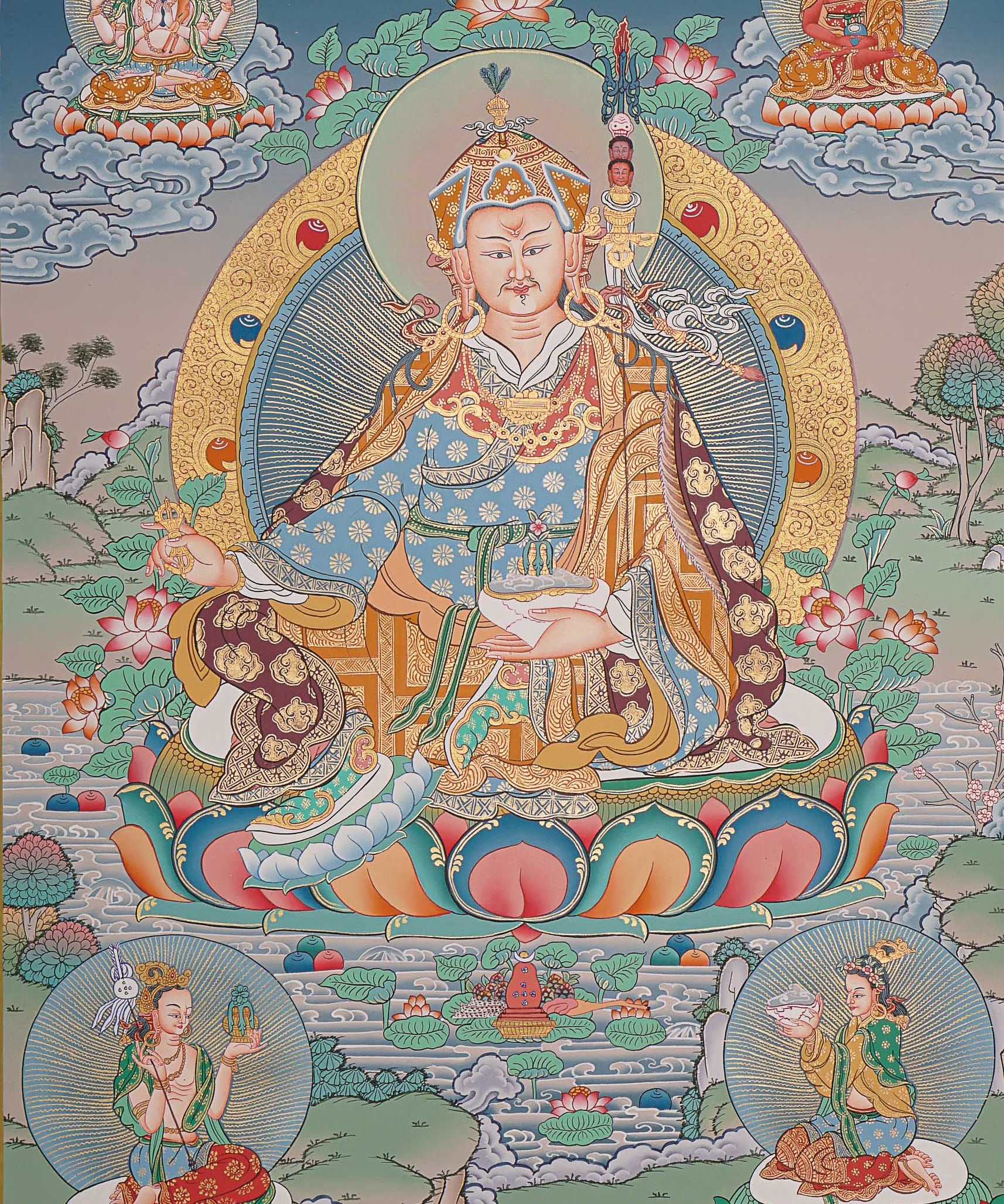 Guru Rinpoche Thangka Painting for prayer and meditation.