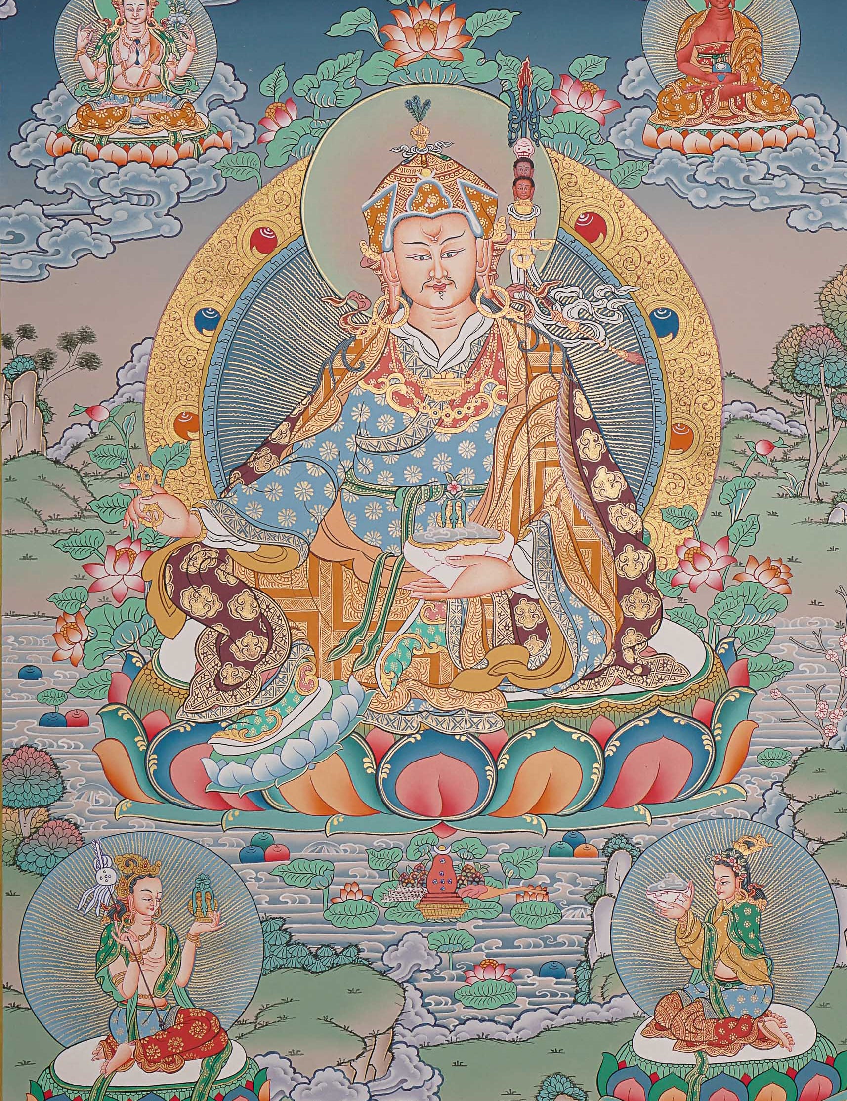 Guru Rinpoche Thangka Painting for prayer and meditation.