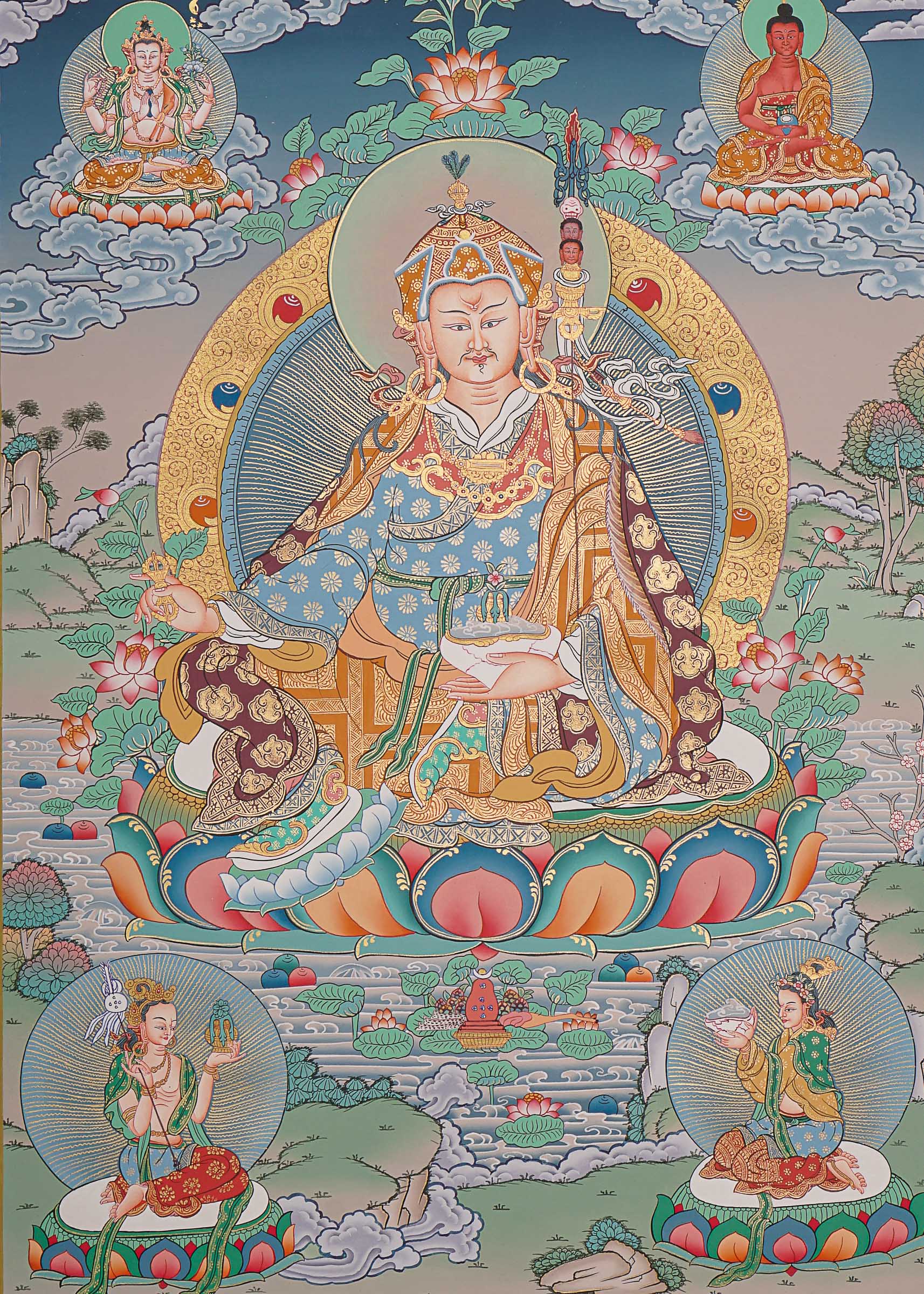 Guru Rinpoche Thangka Painting for prayer and meditation.