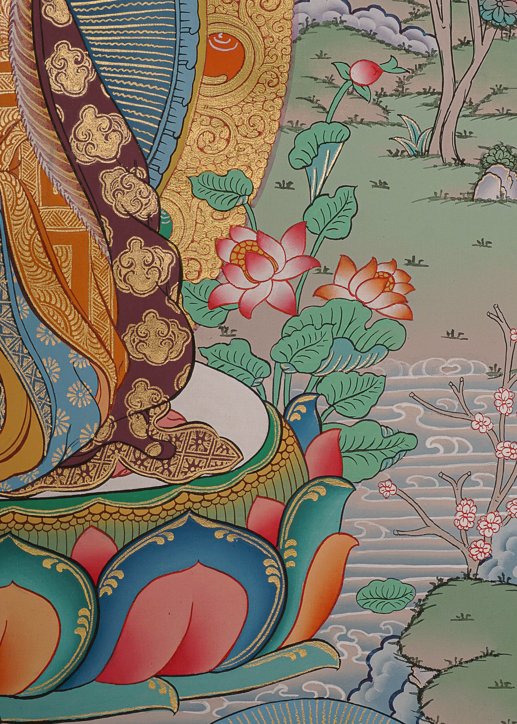 Guru Rinpoche Thangka Painting for prayer and meditation.