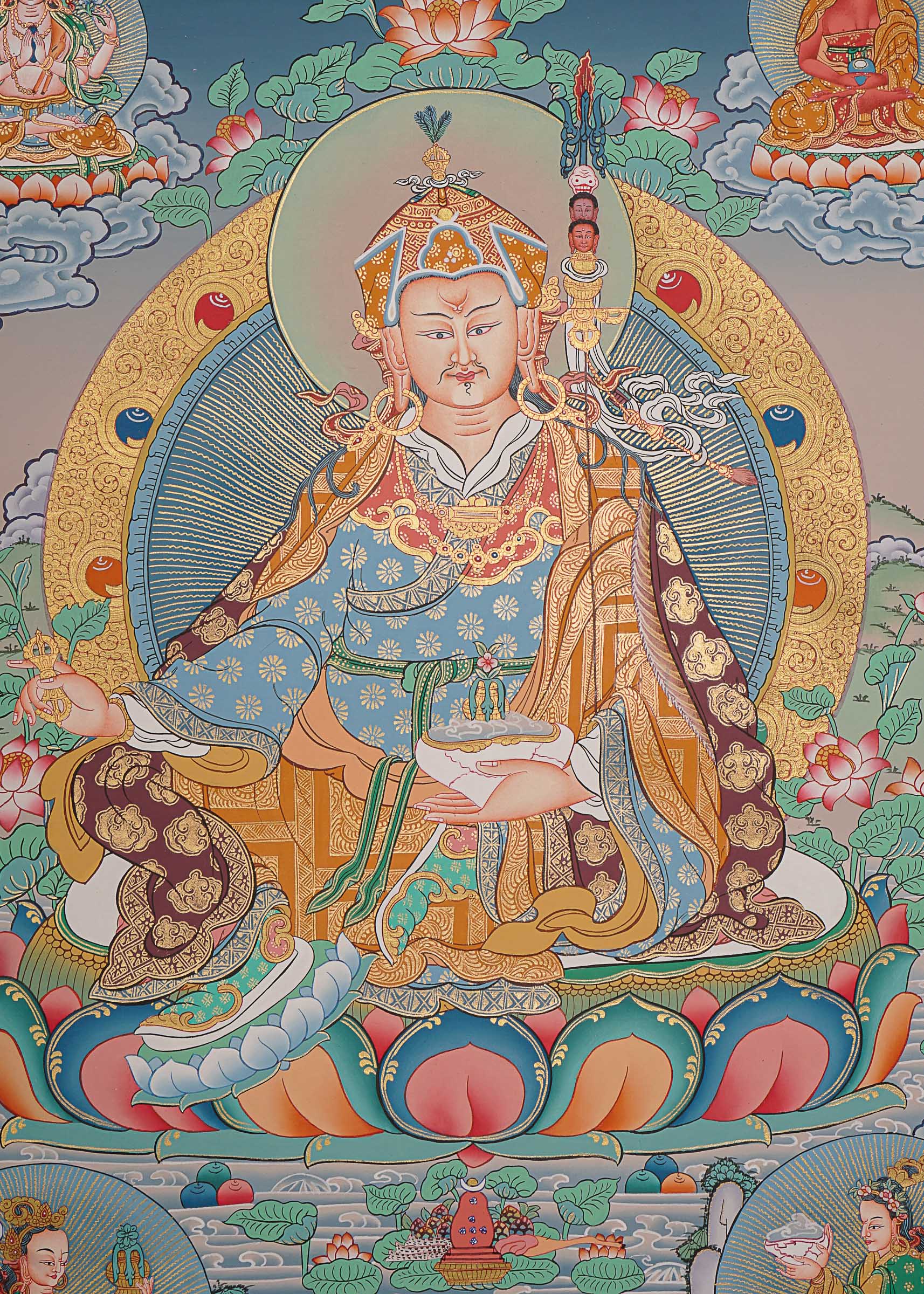 Guru Rinpoche Thangka Painting for prayer and meditation.