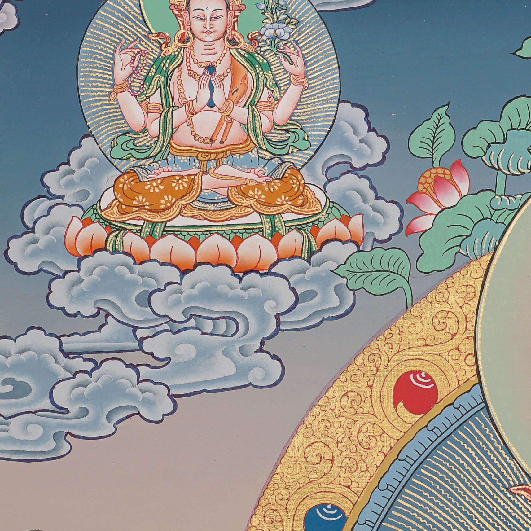 Guru Rinpoche Thangka Painting for prayer and meditation.