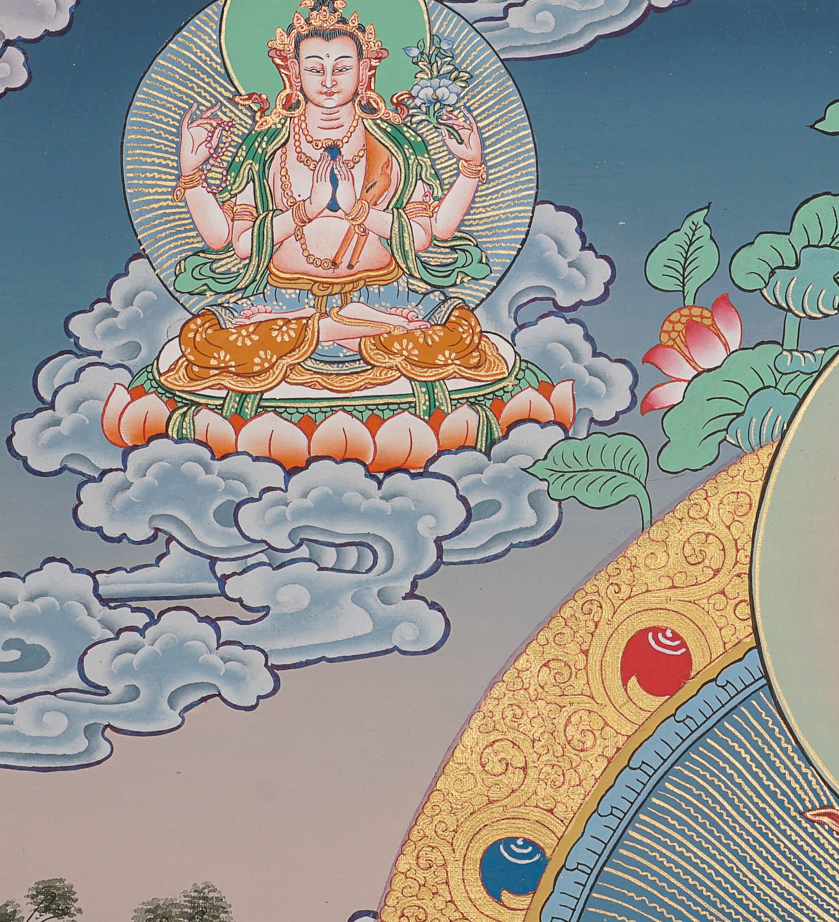 Guru Rinpoche Thangka Painting for prayer and meditation.