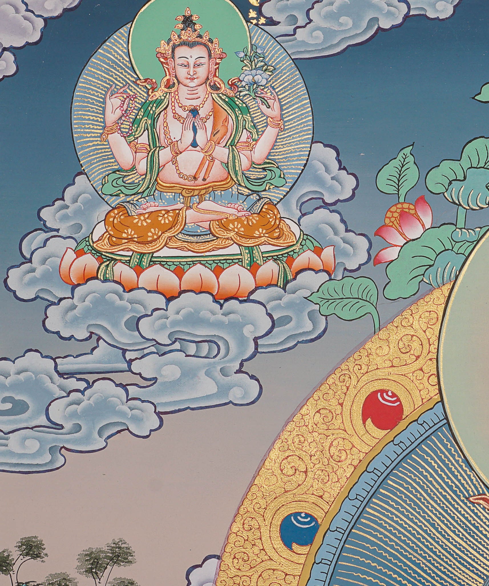 Guru Rinpoche Thangka Painting for prayer and meditation.