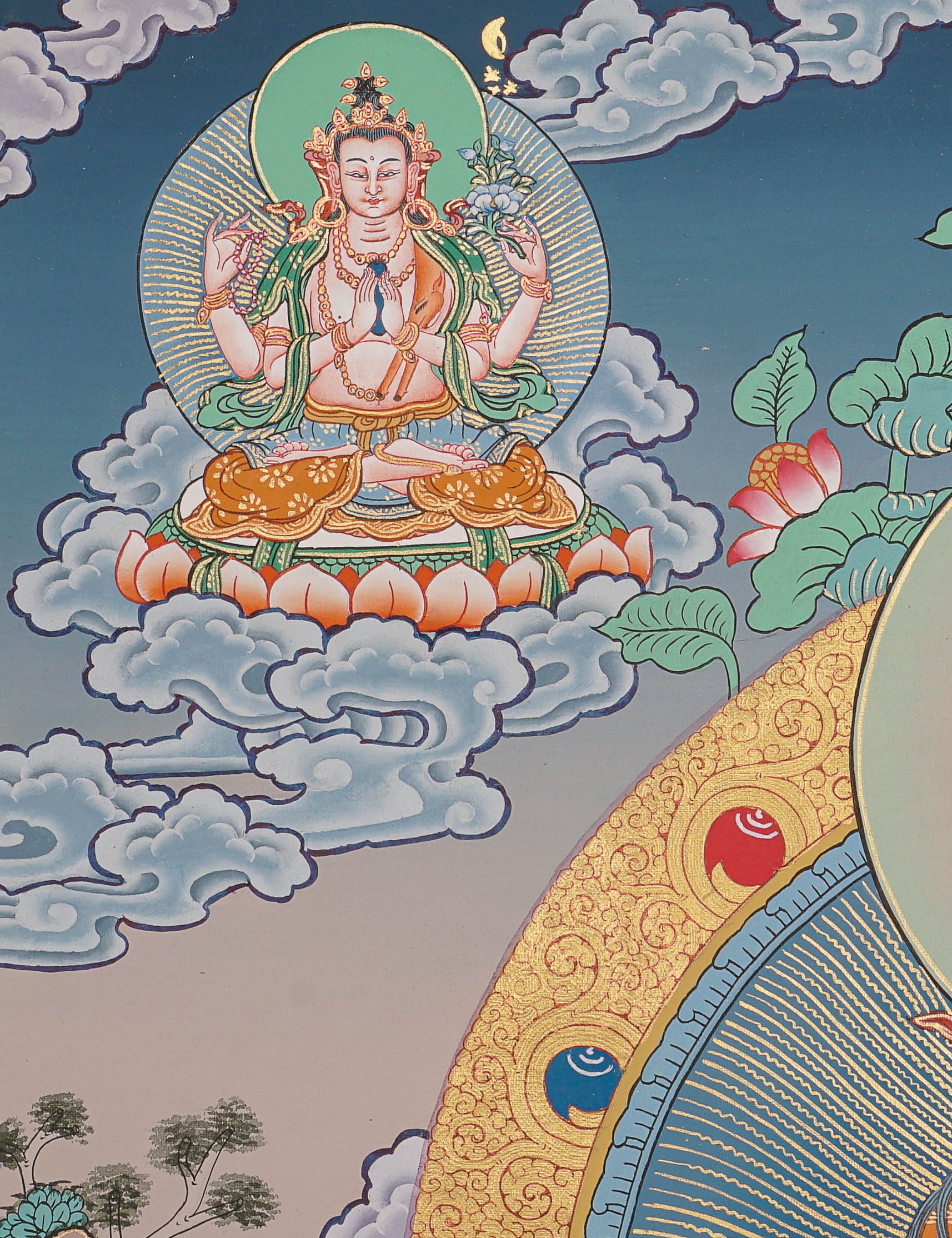 Guru Rinpoche Thangka Painting for prayer and meditation.