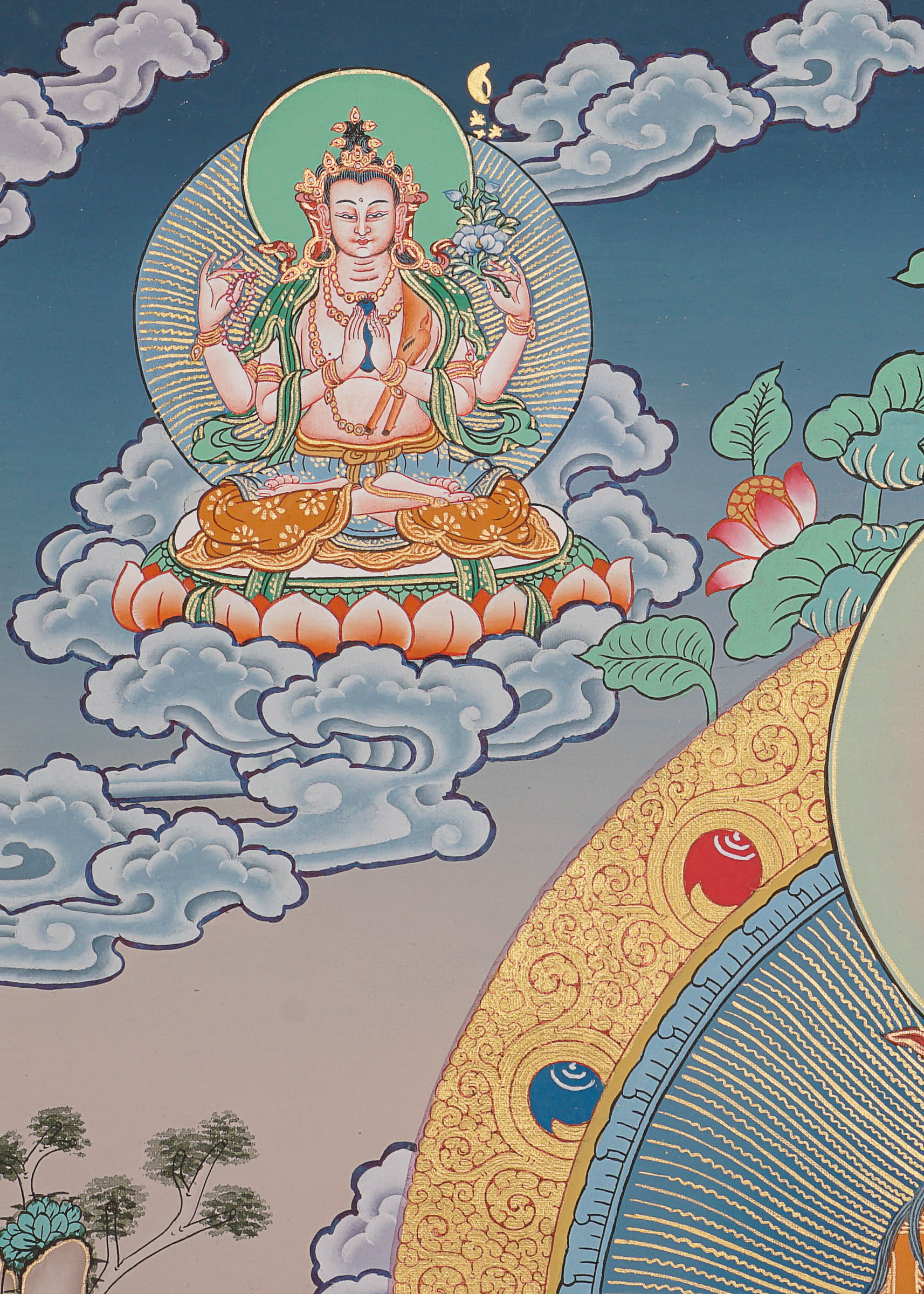 Guru Rinpoche Thangka Painting for prayer and meditation.