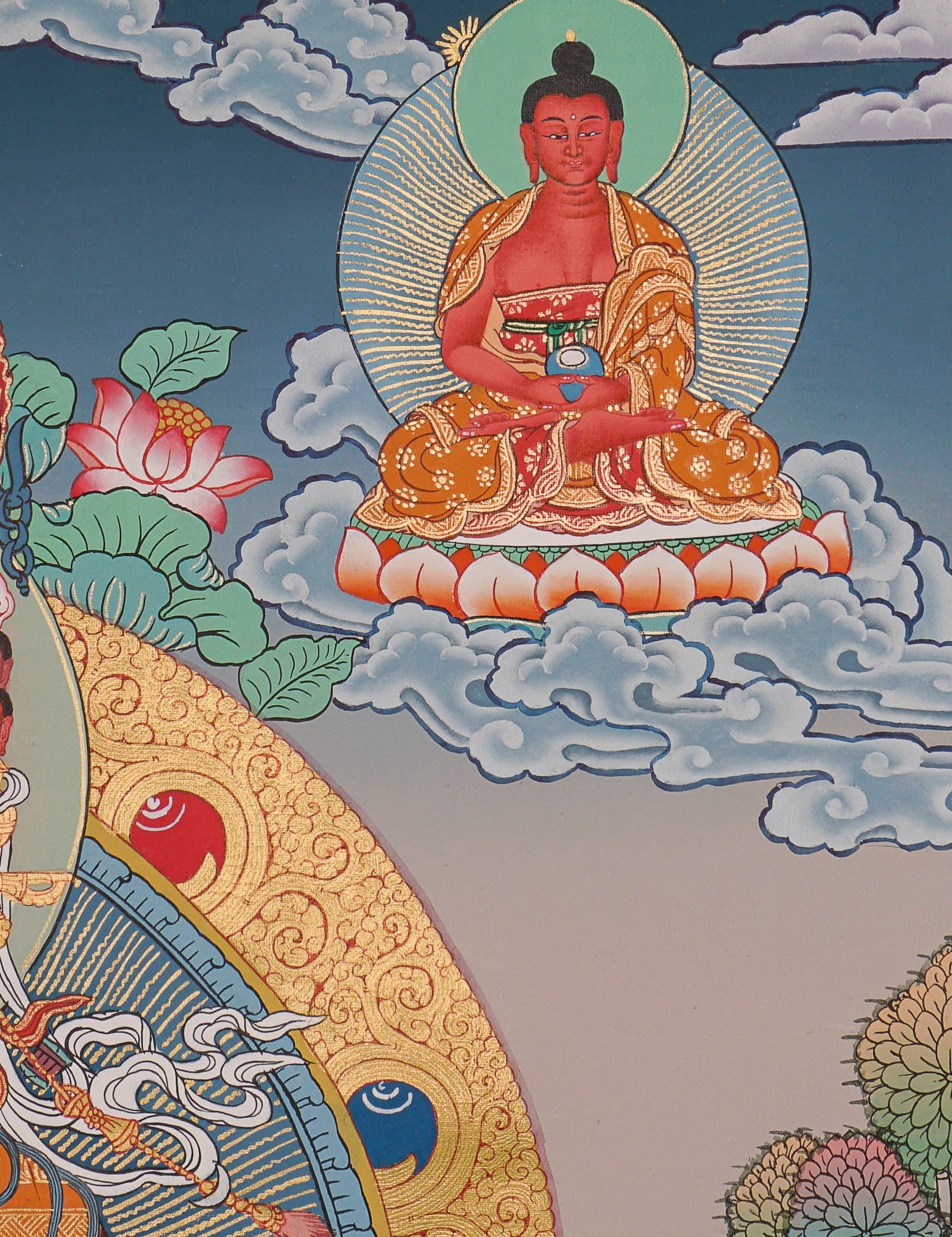 Guru Rinpoche Thangka Painting for prayer and meditation.