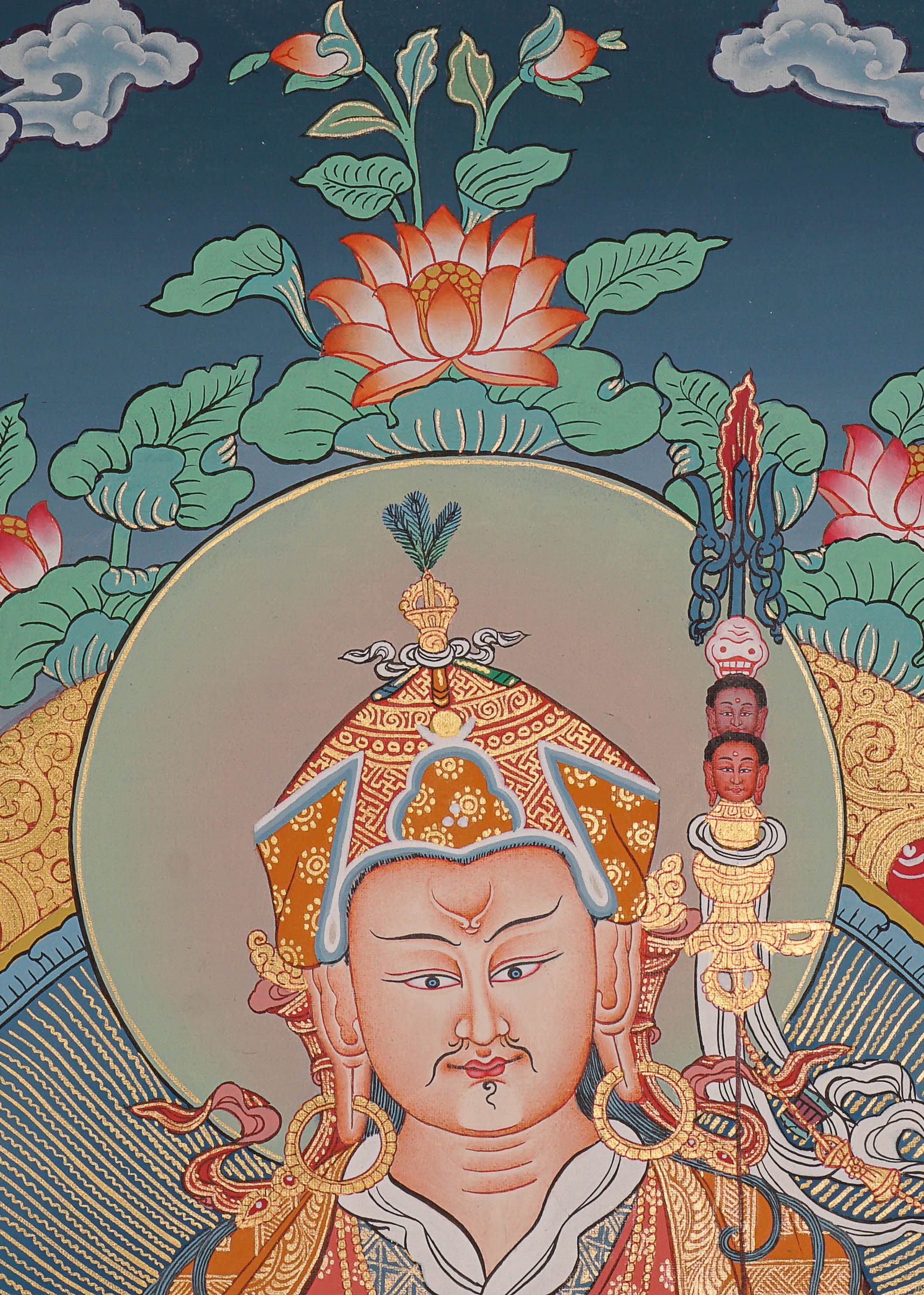 Guru Rinpoche Thangka Painting for prayer and meditation.