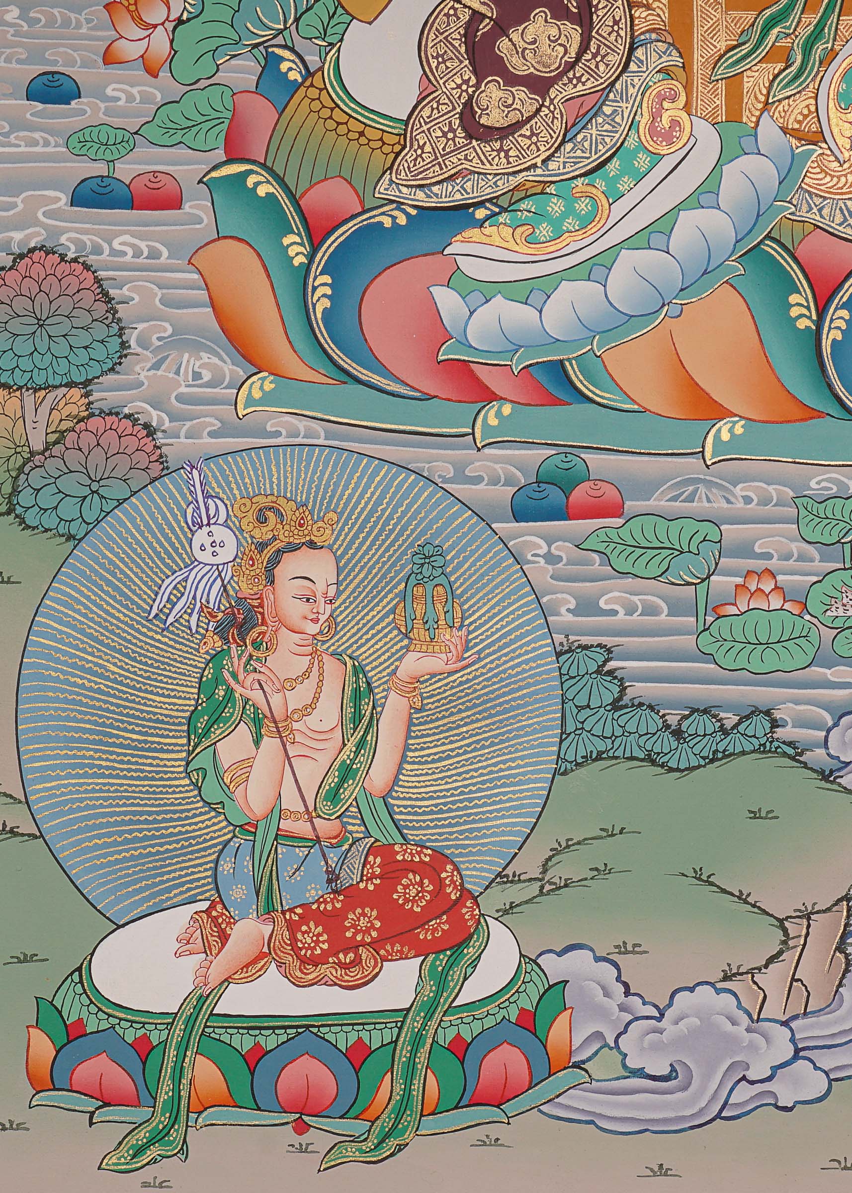 Guru Rinpoche Thangka Painting for prayer and meditation.