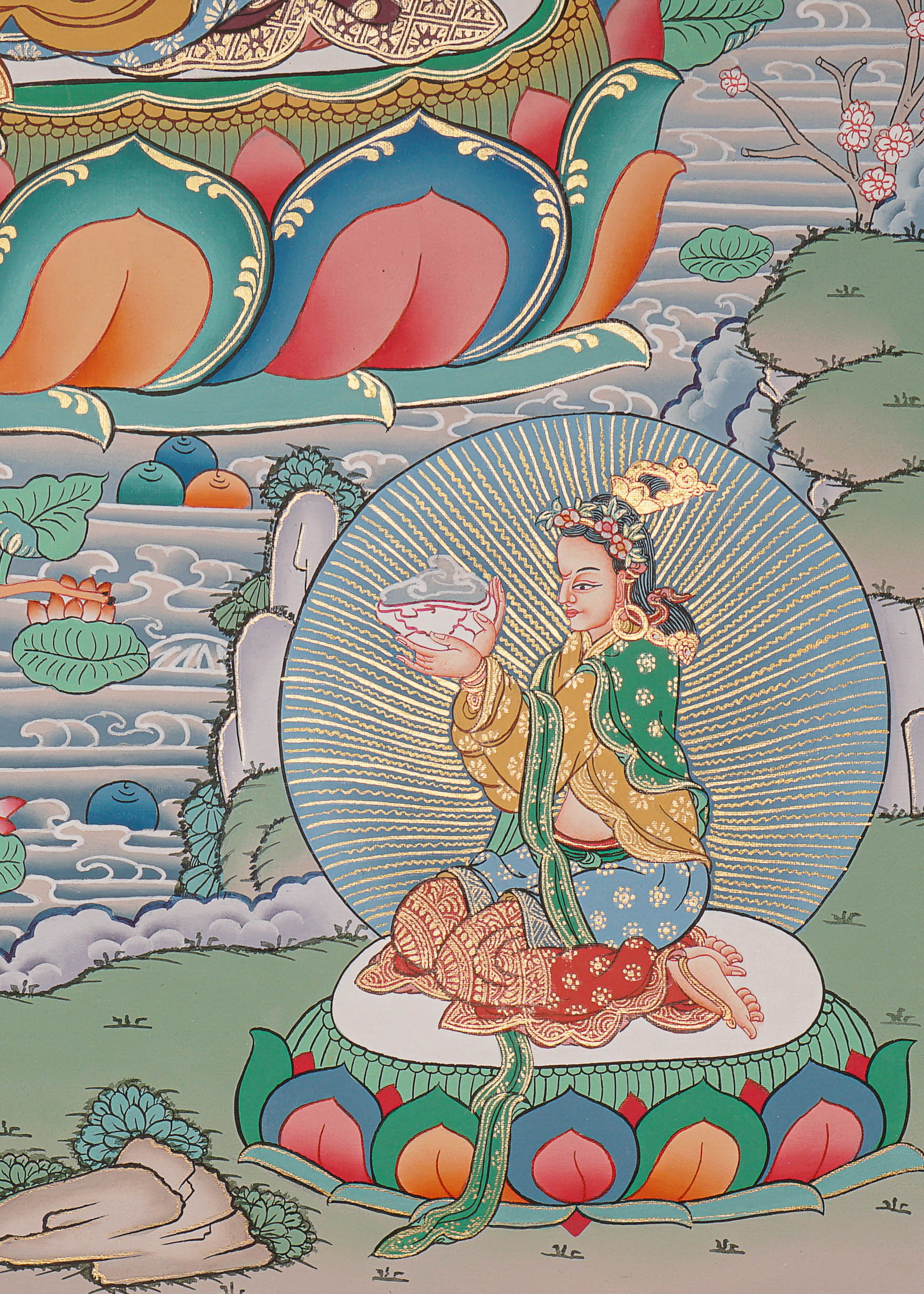 Guru Rinpoche Thangka Painting for prayer and meditation.