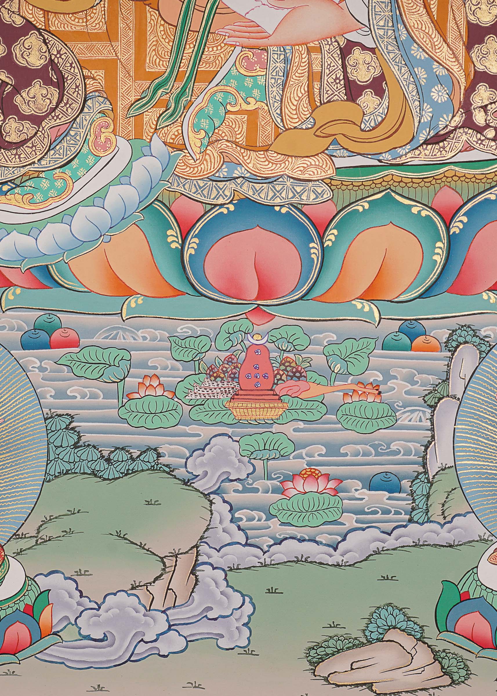 Guru Rinpoche Thangka Painting for prayer and meditation.