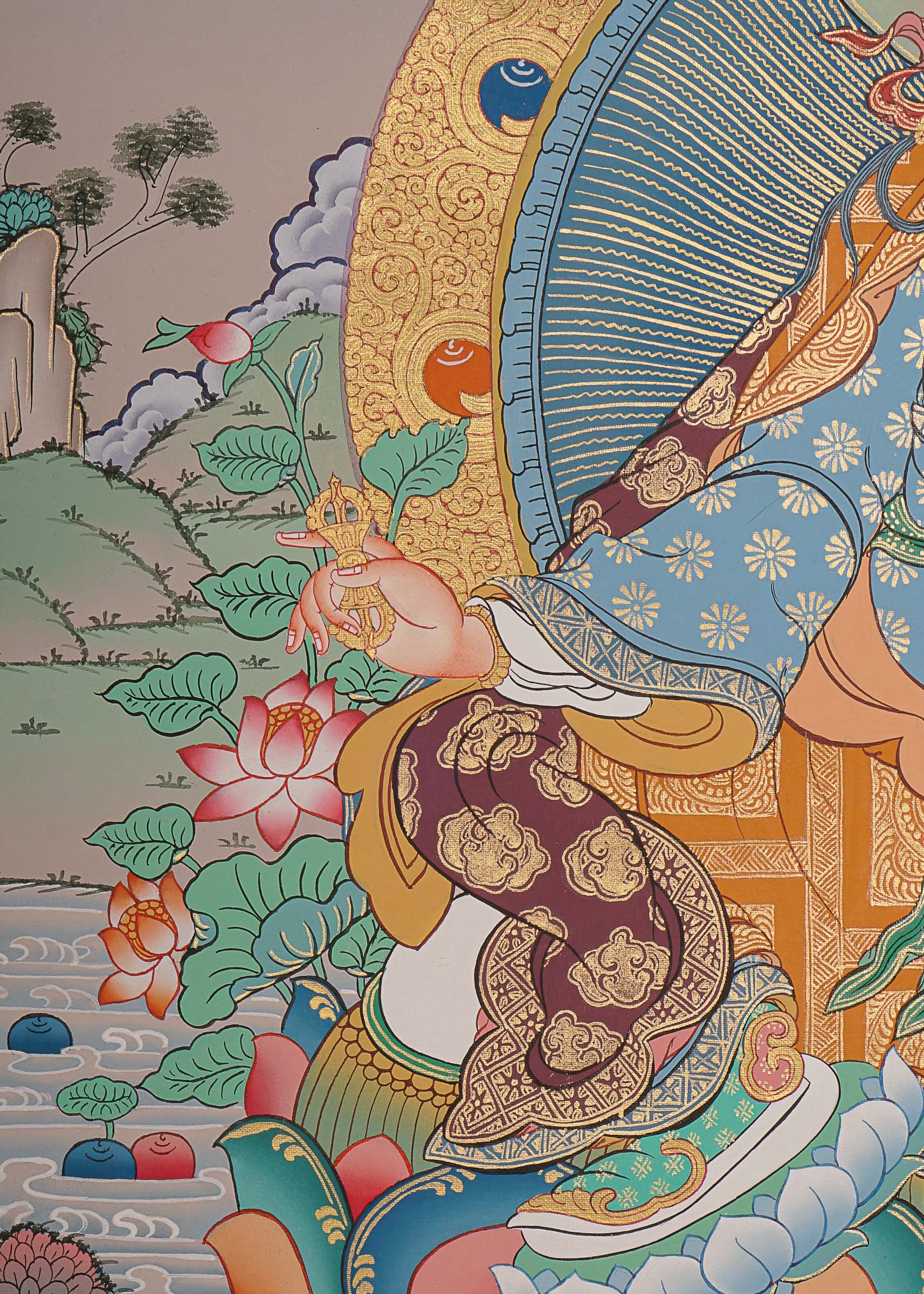 Guru Rinpoche Thangka Painting for prayer and meditation.