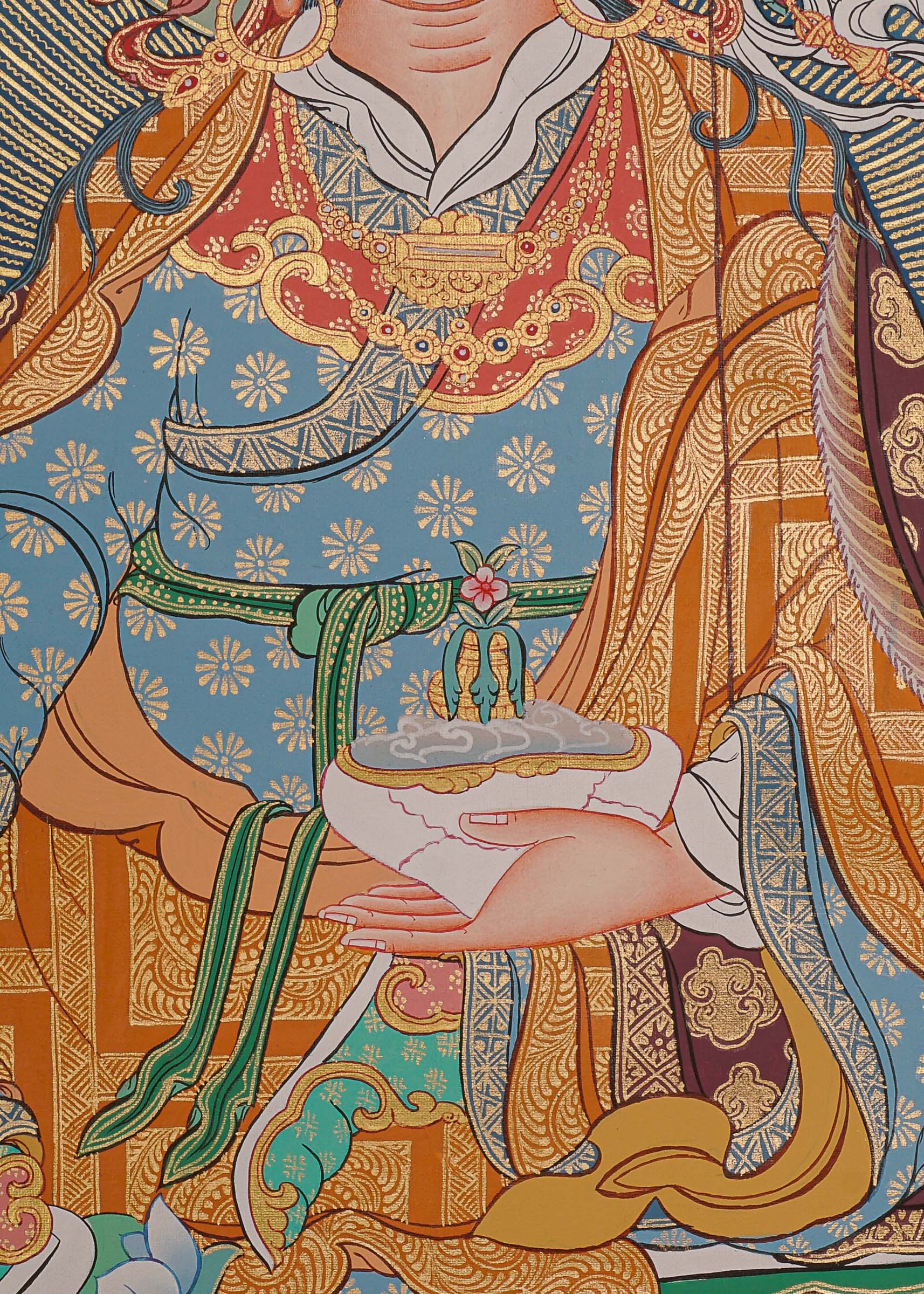 Guru Rinpoche Thangka Painting for prayer and meditation.