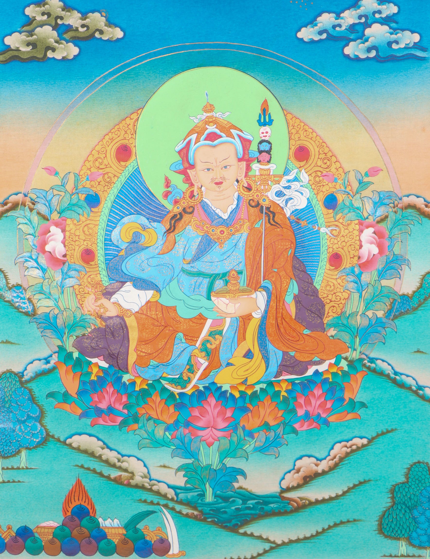 Guru Rinpoche Thangka for spirituality and meditation.