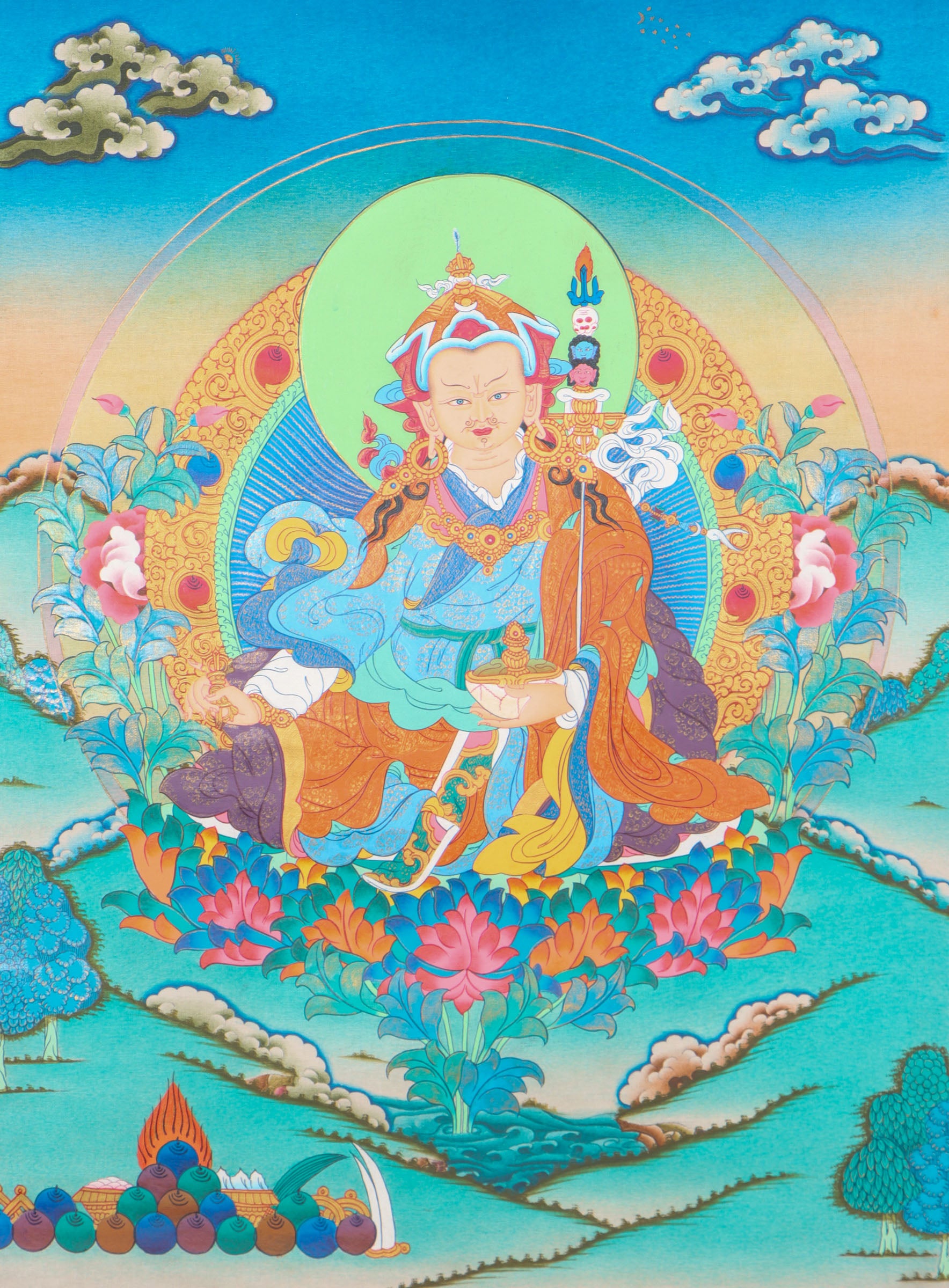 Guru Rinpoche Thangka for spirituality and meditation.