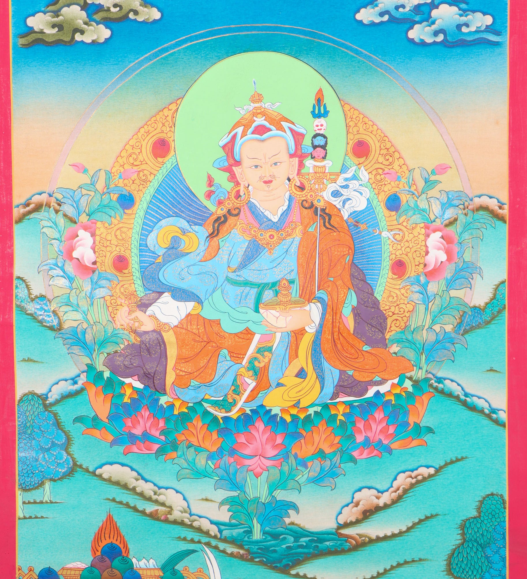 Guru Rinpoche Thangka for spirituality and meditation.