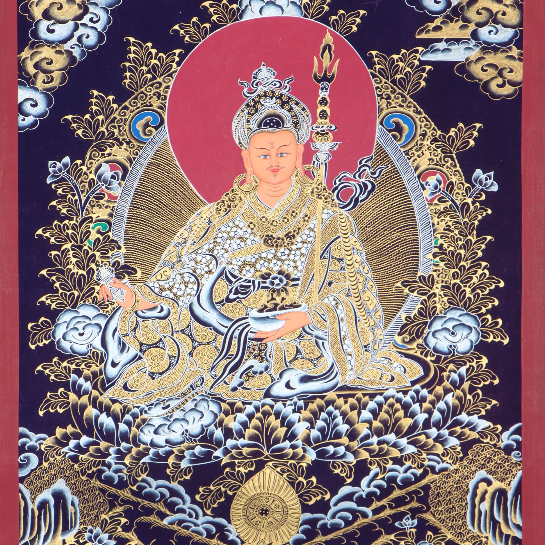 Guru Rinpoche Thangka for meditation and prayer .