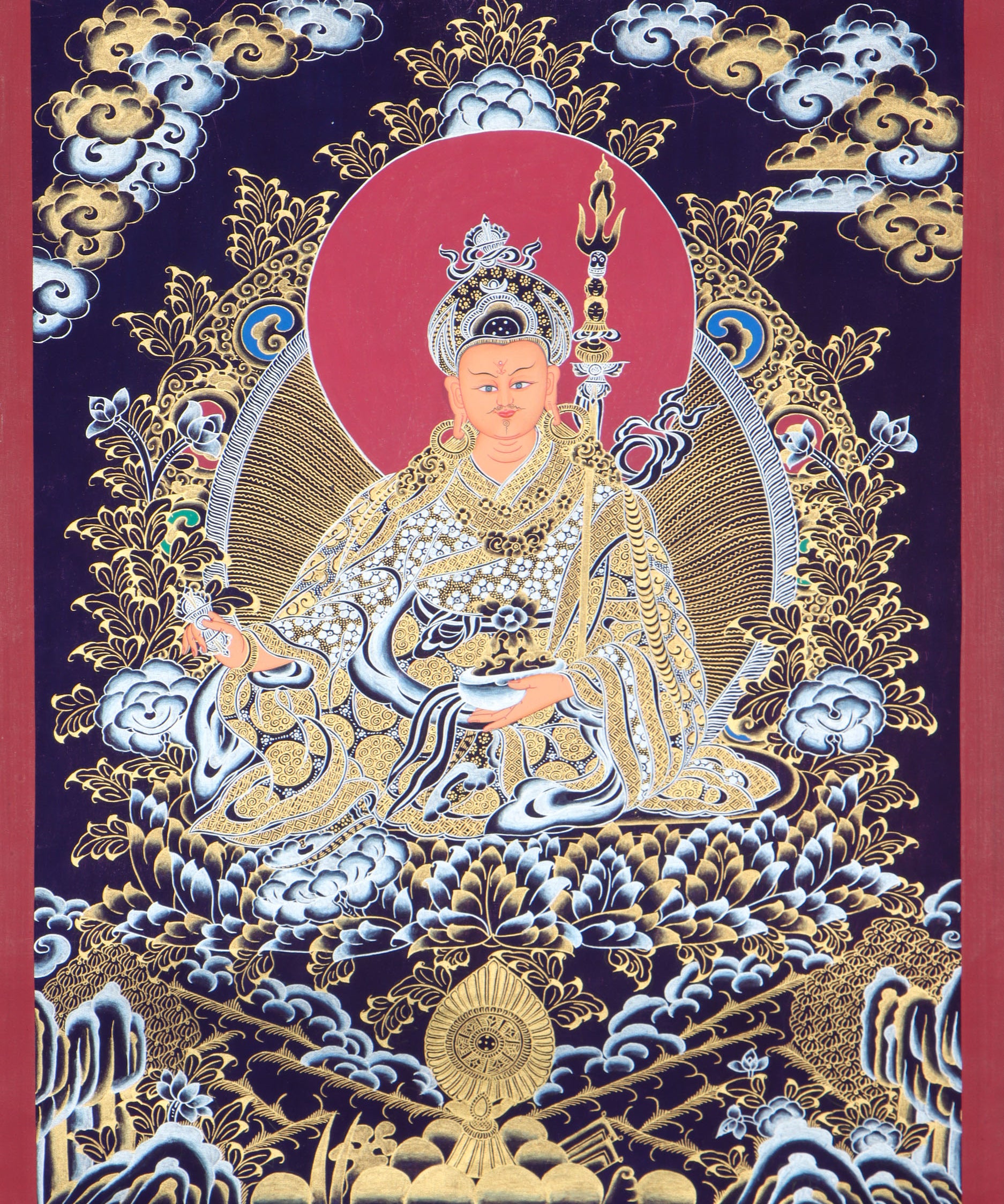 Guru Rinpoche Thangka for meditation and prayer .