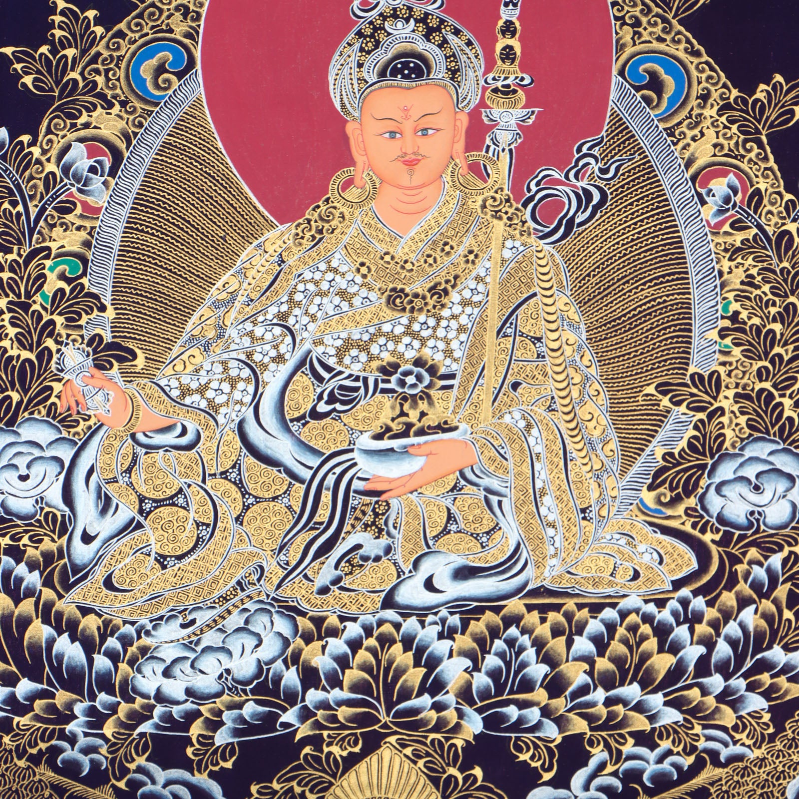 Guru Rinpoche Thangka for meditation and prayer .