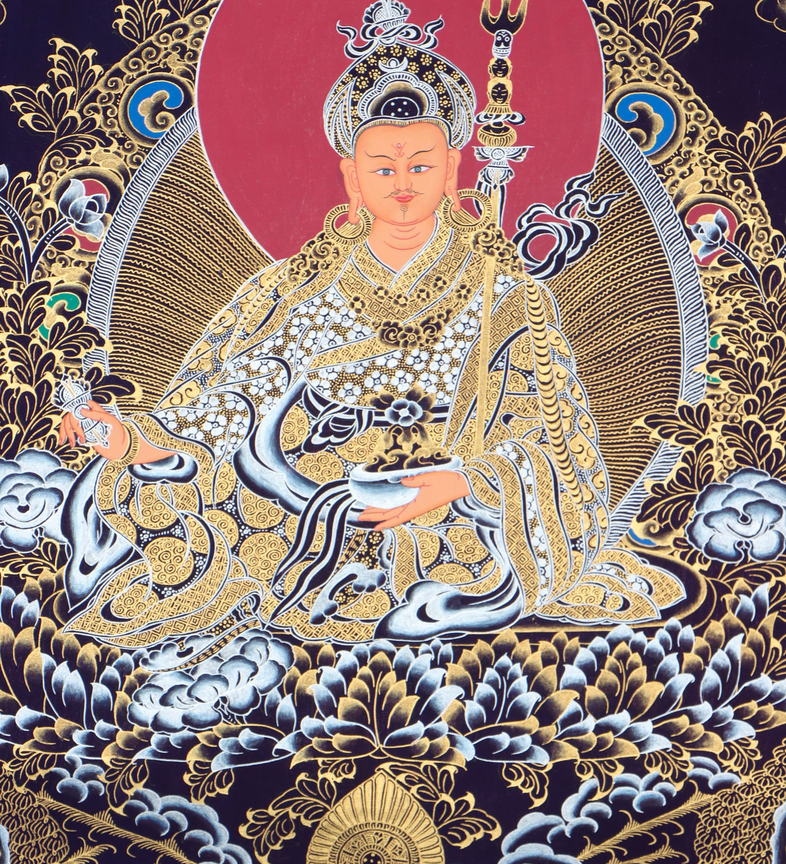 Guru Rinpoche Thangka for meditation and prayer .