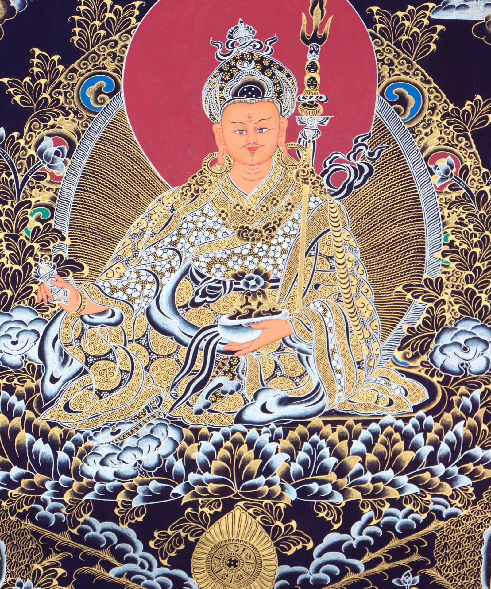 Guru Rinpoche Thangka for meditation and prayer .