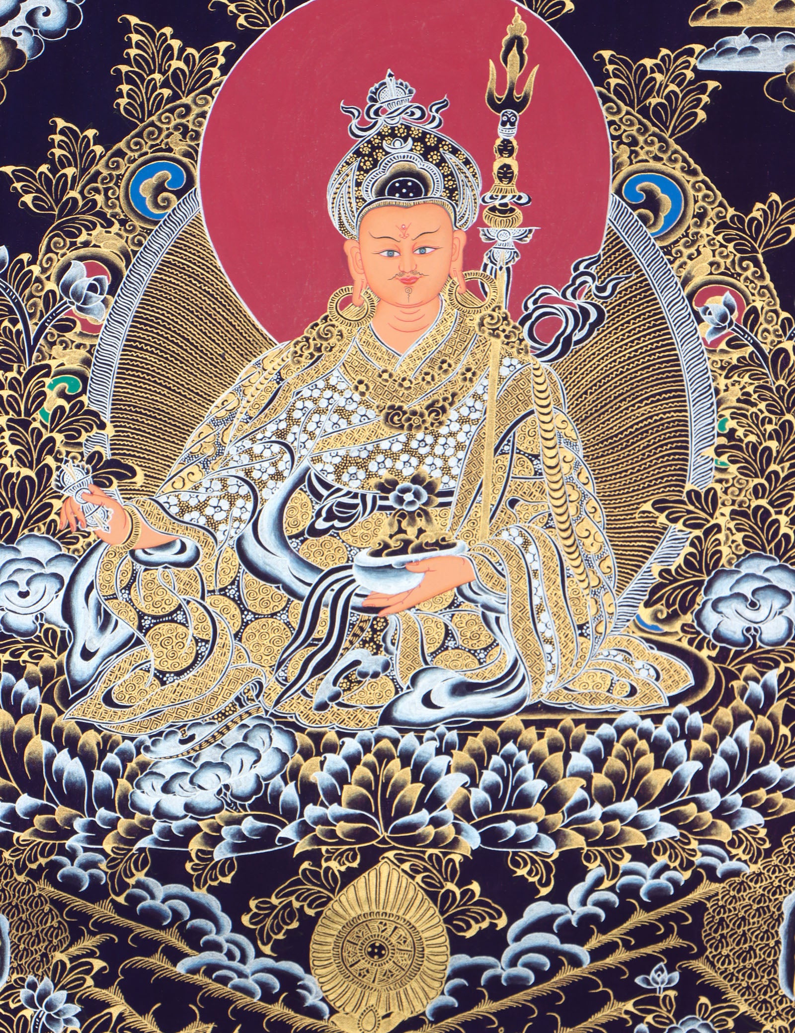 Guru Rinpoche Thangka for meditation and prayer .