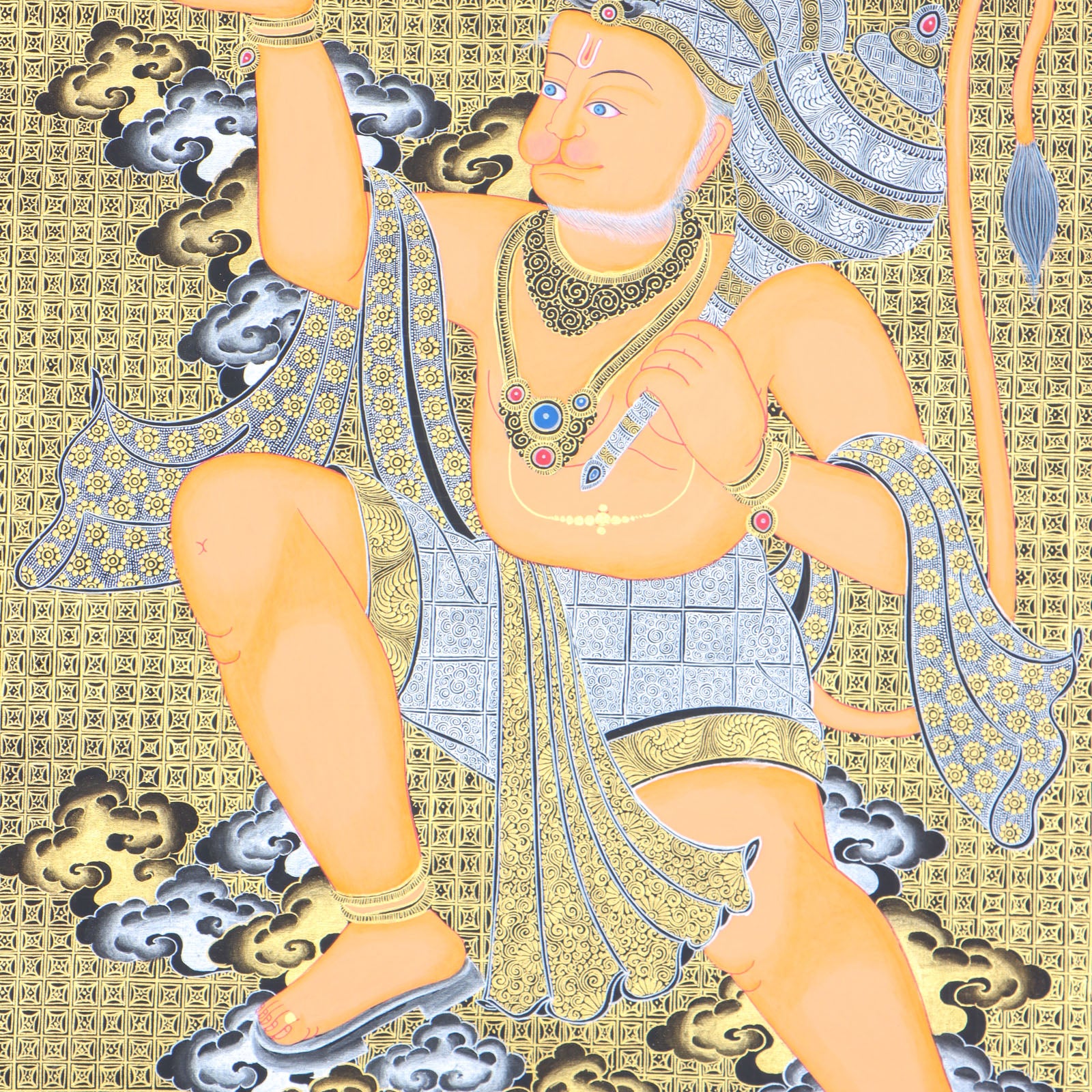 Hanuman Thangka for wall decor and meditation.