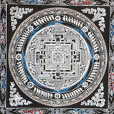 Silver Kalachakra mandala Thangka for meditation altar.