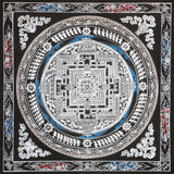 Silver Kalachakra mandala Thangka for meditation altar.